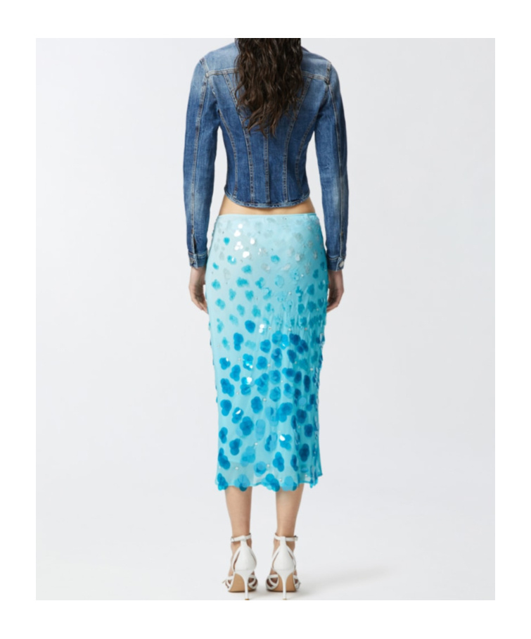 Pinko Sequinned Midi Skirt In Blue