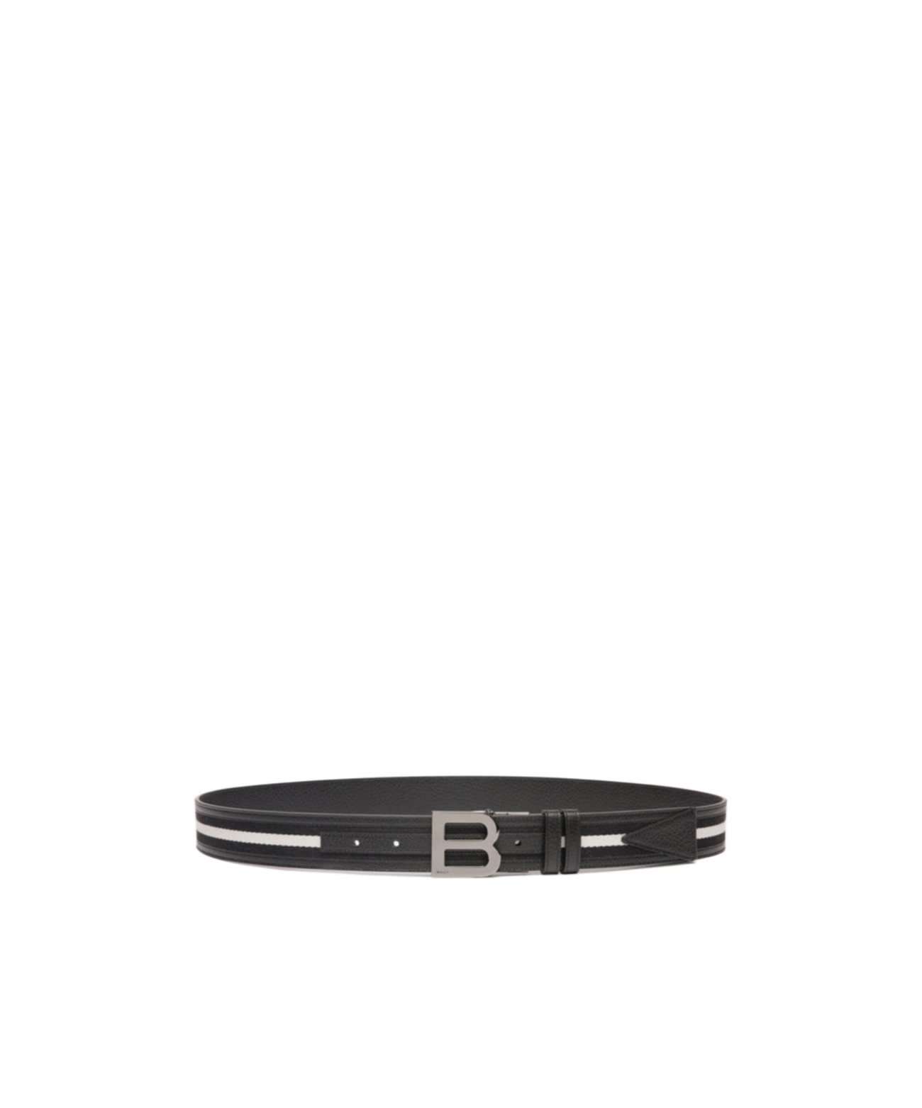 Bally Logo-buckle Stripe-detailed Belt In Black