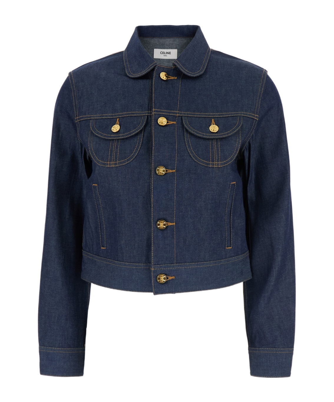 Celine Lapel Long-sleeved Denim Jacket In Black