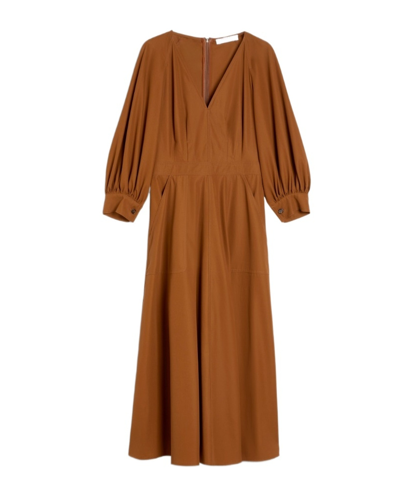 Max Mara Agoraio Popeline Dress In Tobacco Color
