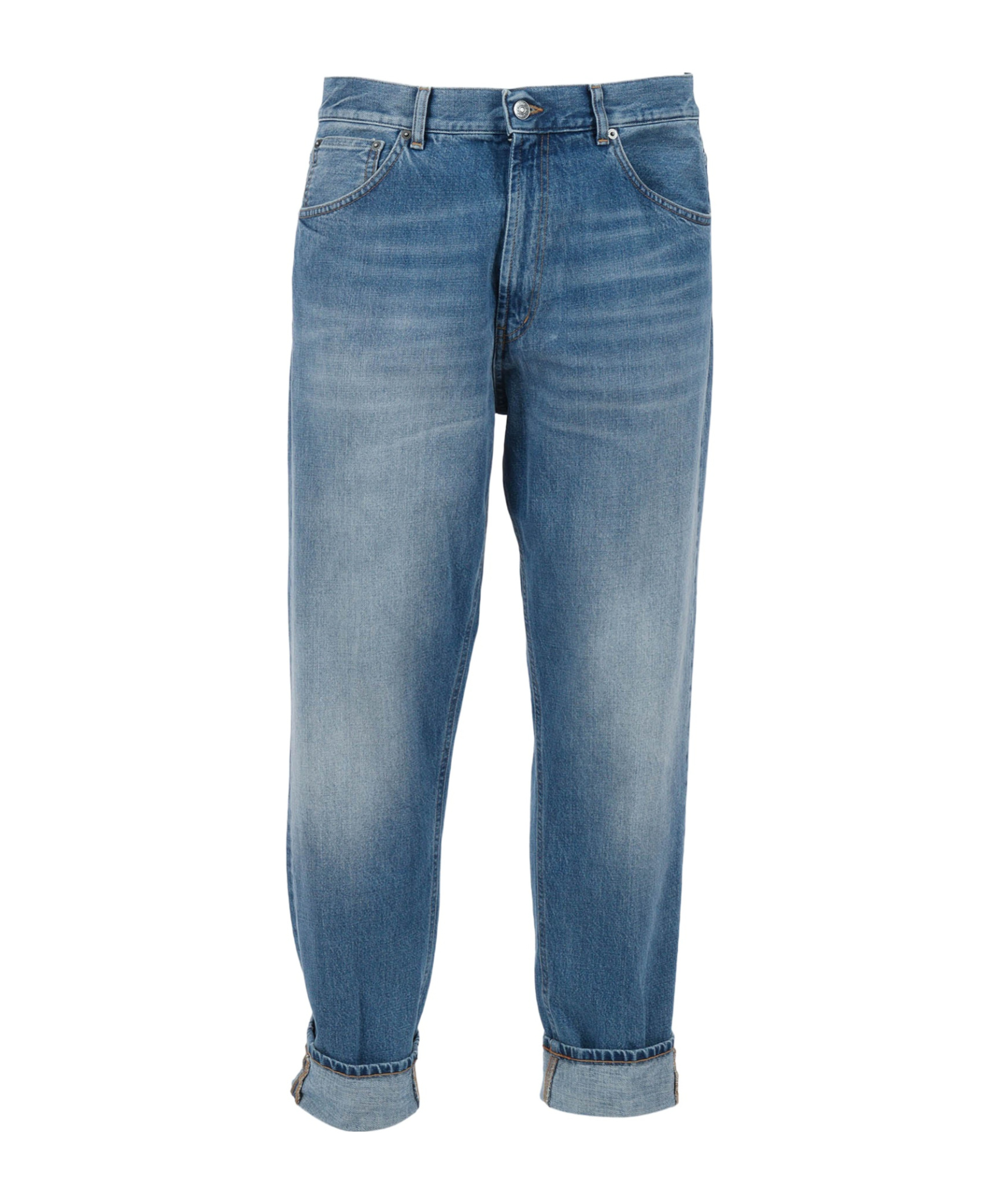 Dondup Denim Trousers With Belt Loops In Blue