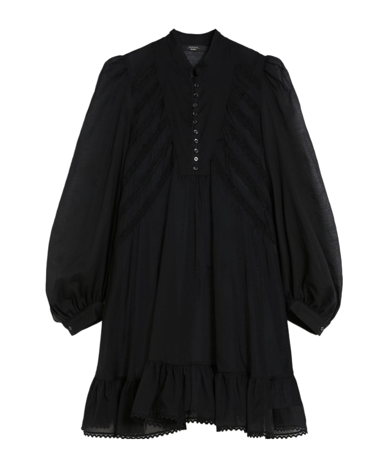 Weekend Max Mara Lace-insert Ruffled Mini Dress In Black