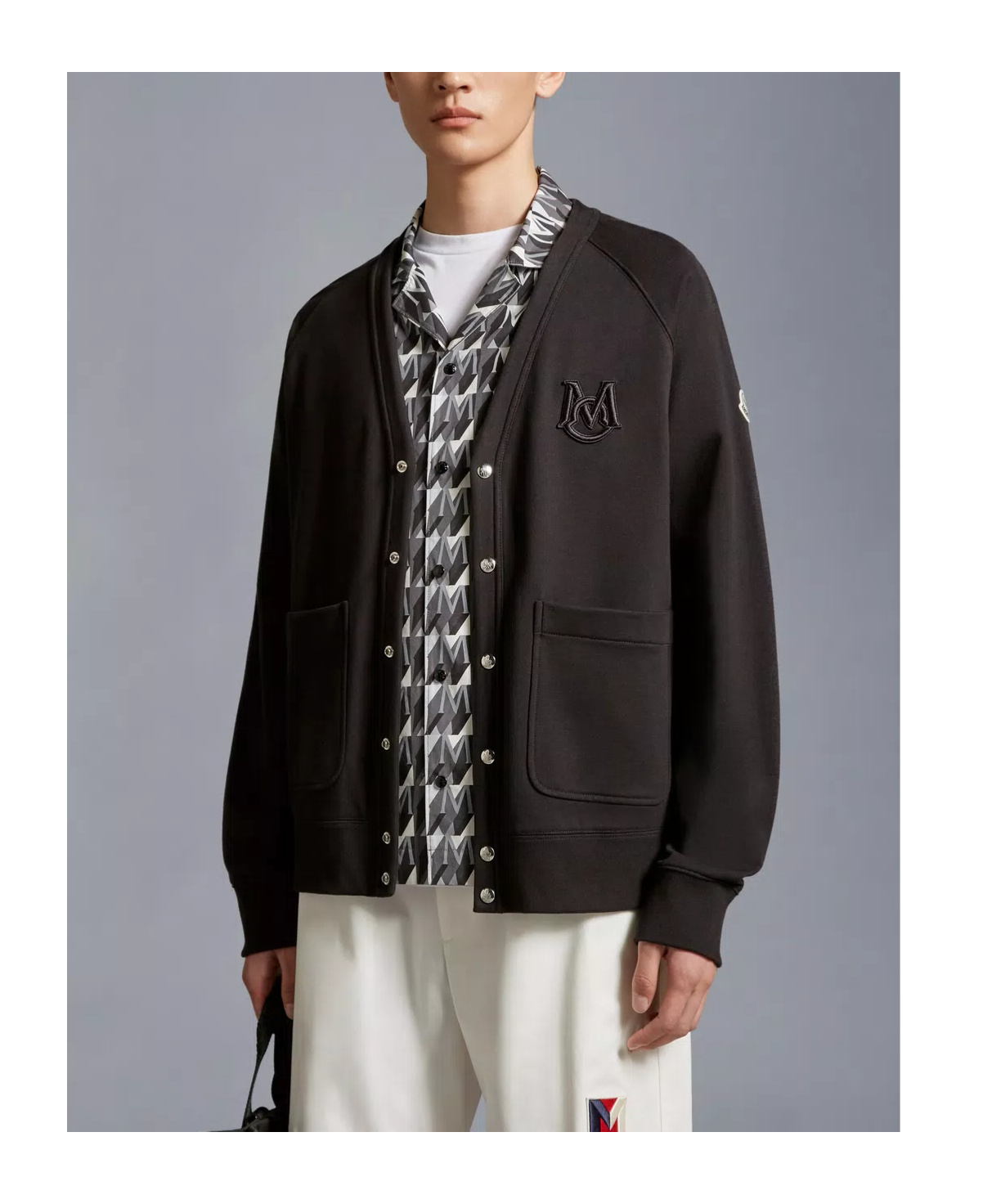 Moncler Embroidered Cardigan In Black