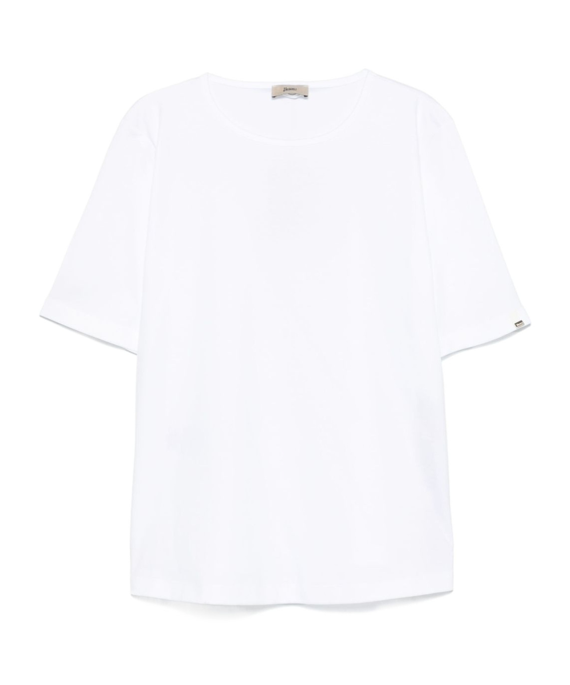 Herno Round Neck T-shirt With Snap Button Details In White