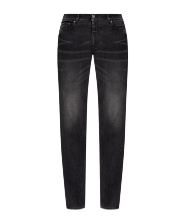 Balenciaga Logo-patch Tapered Jeans In Black