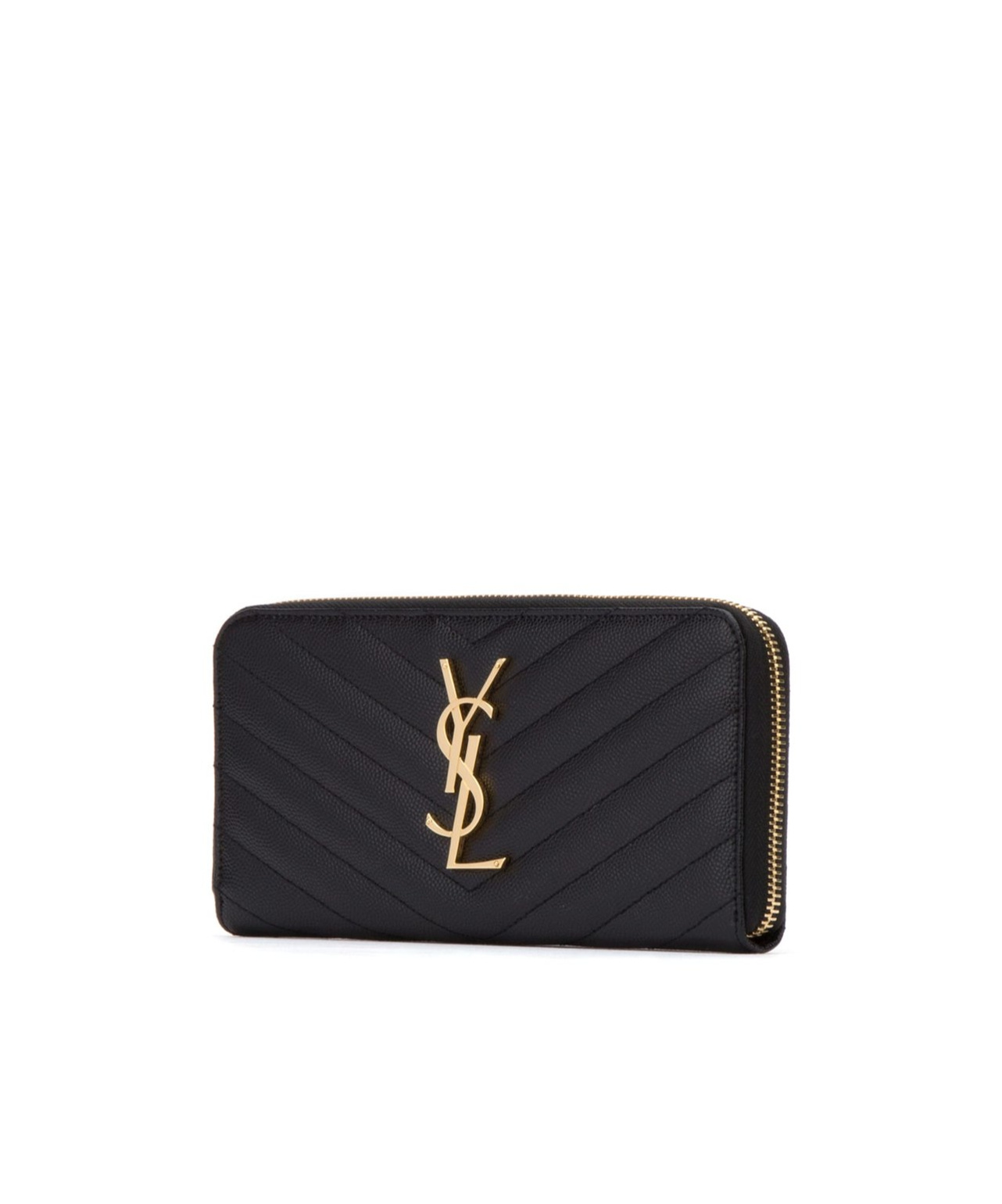 Saint Laurent Cassandre Leather Continental Wallet In Black