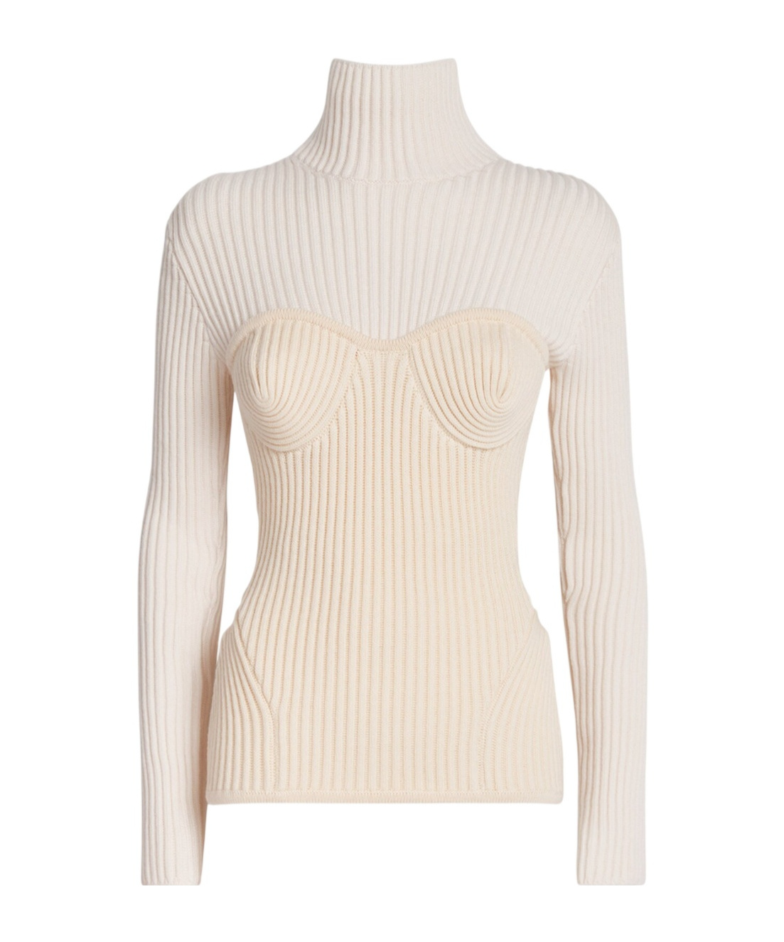 Jean Paul Gaultier Ribbed Knit Pullover Inspiration Corset In Neutral