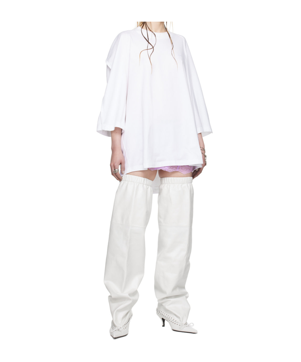 Jean Paul Gaultier Open-necked Black Shirt In White