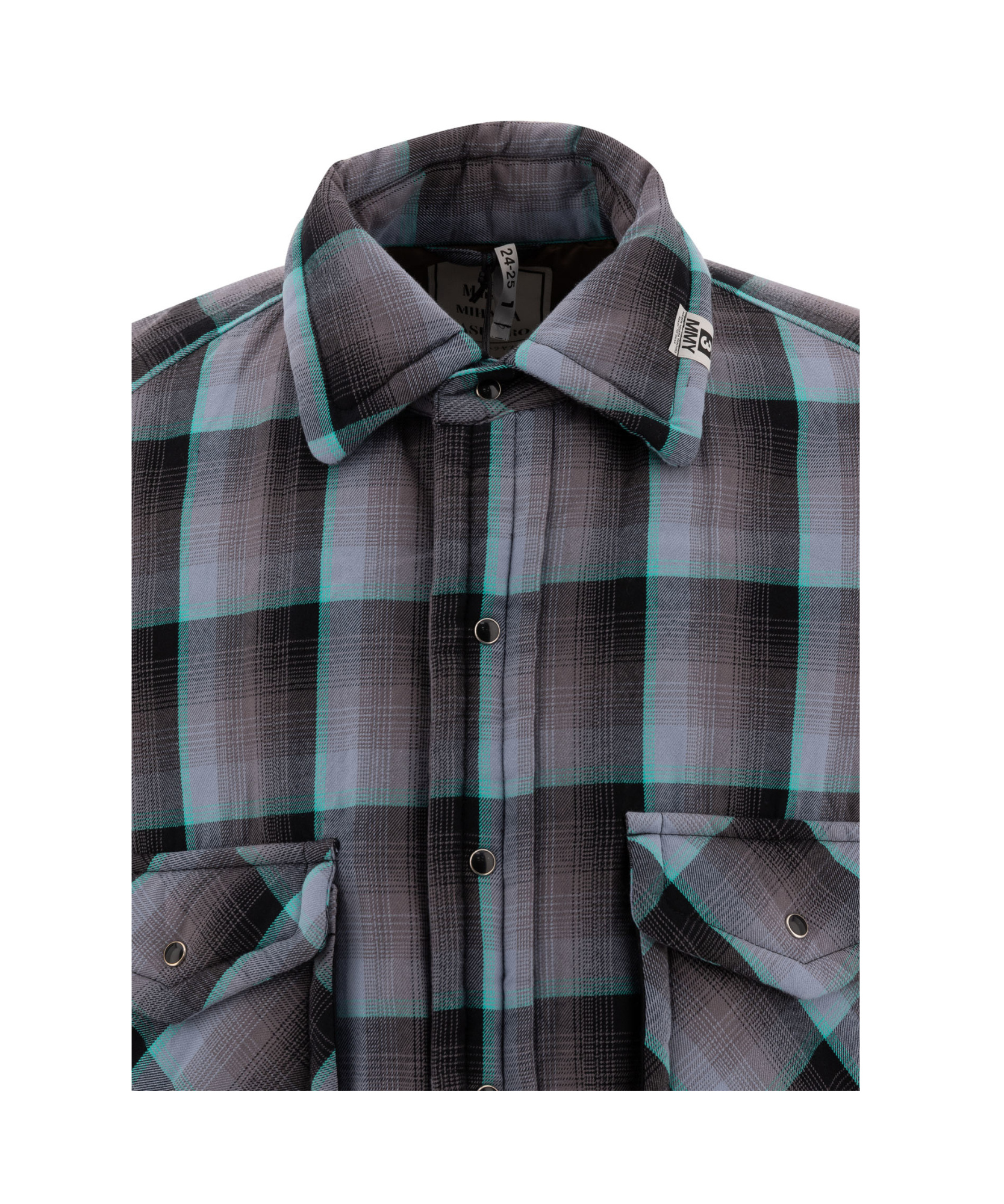 Miharayasuhiro Padded Shirt With Check Pattern And Chest Pockets In Black