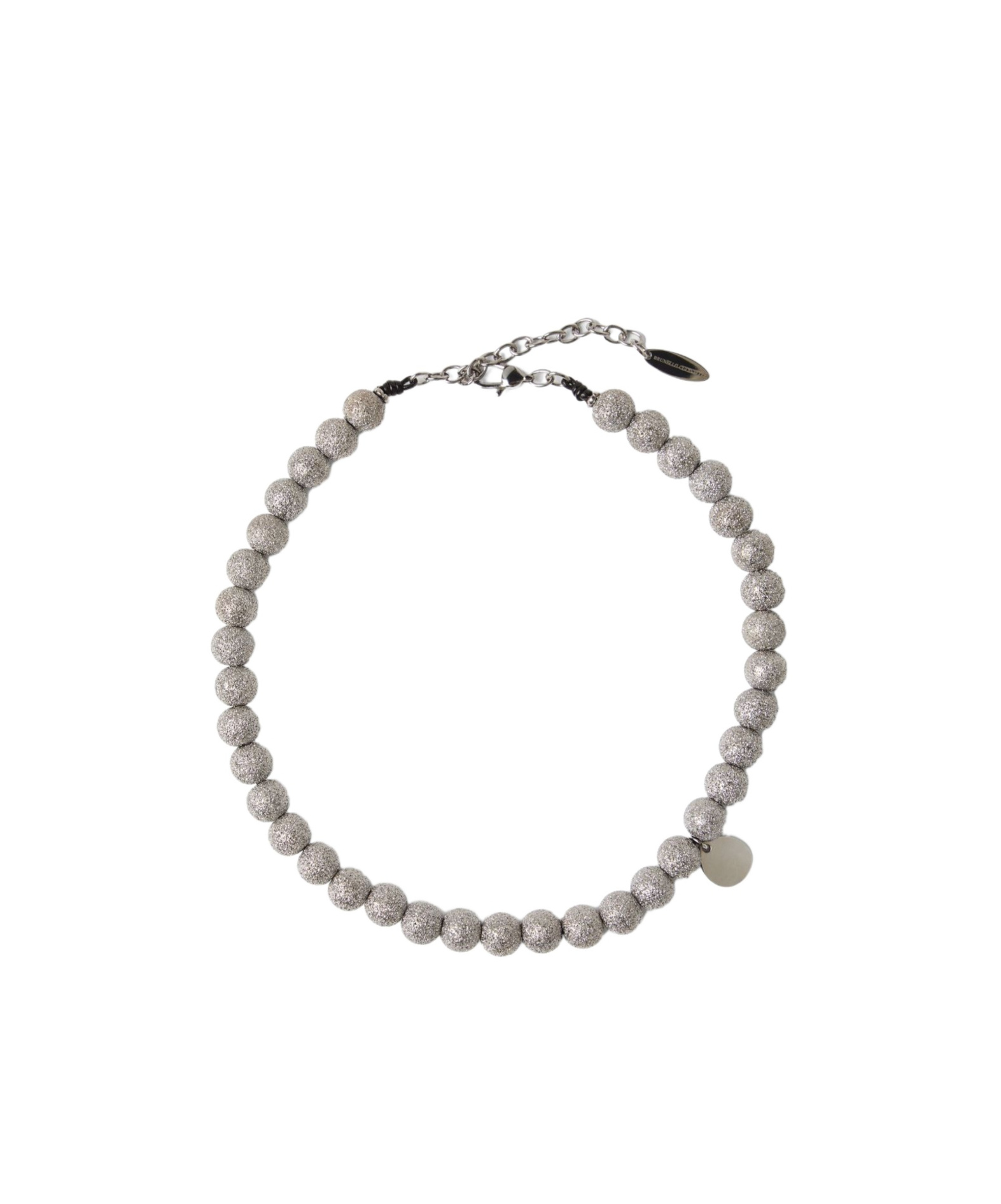 Brunello Cucinelli Shimmer Bead Necklace In Gray