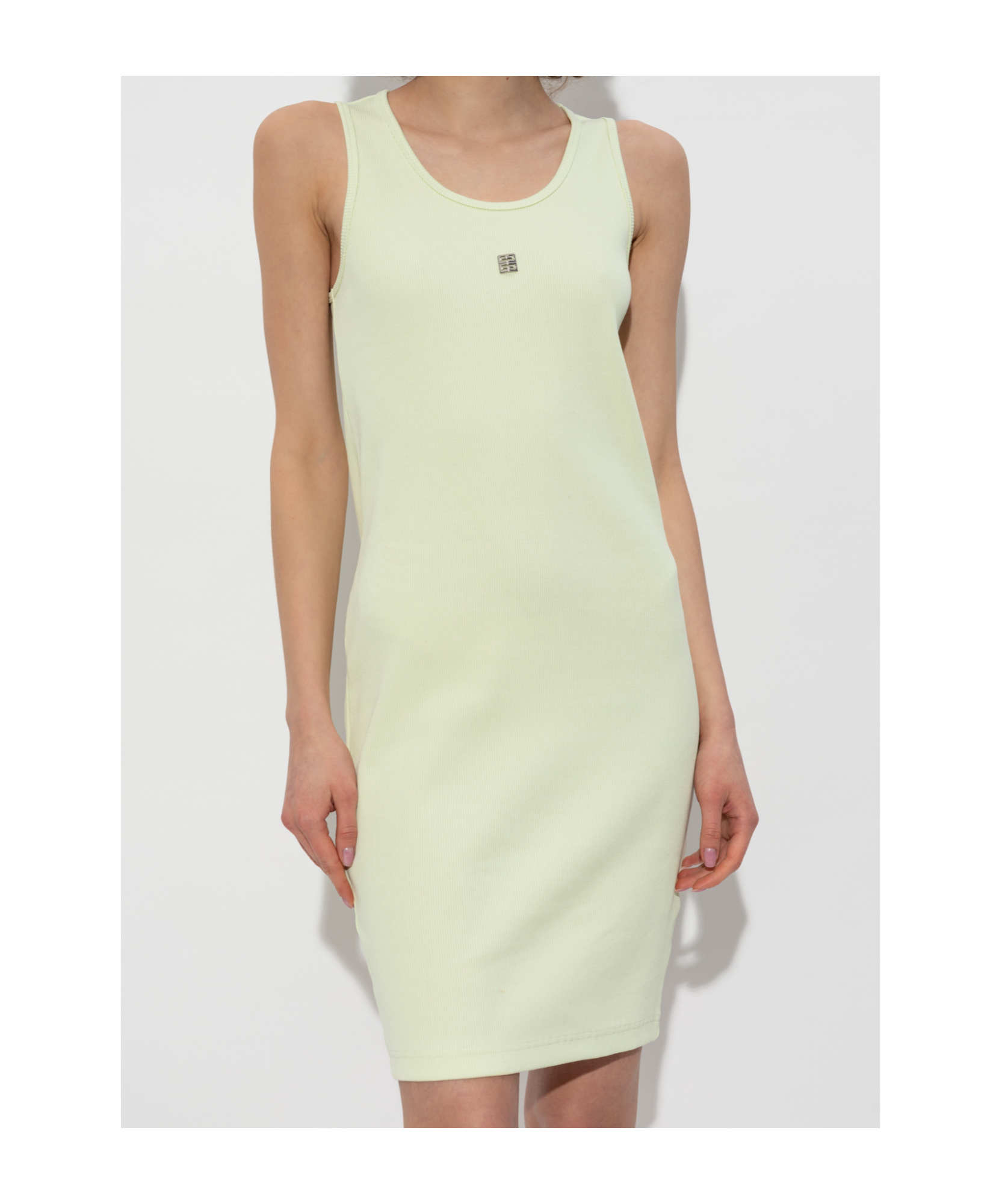 Givenchy 4g Plaque Ribbed-knit Tank Dress In Green