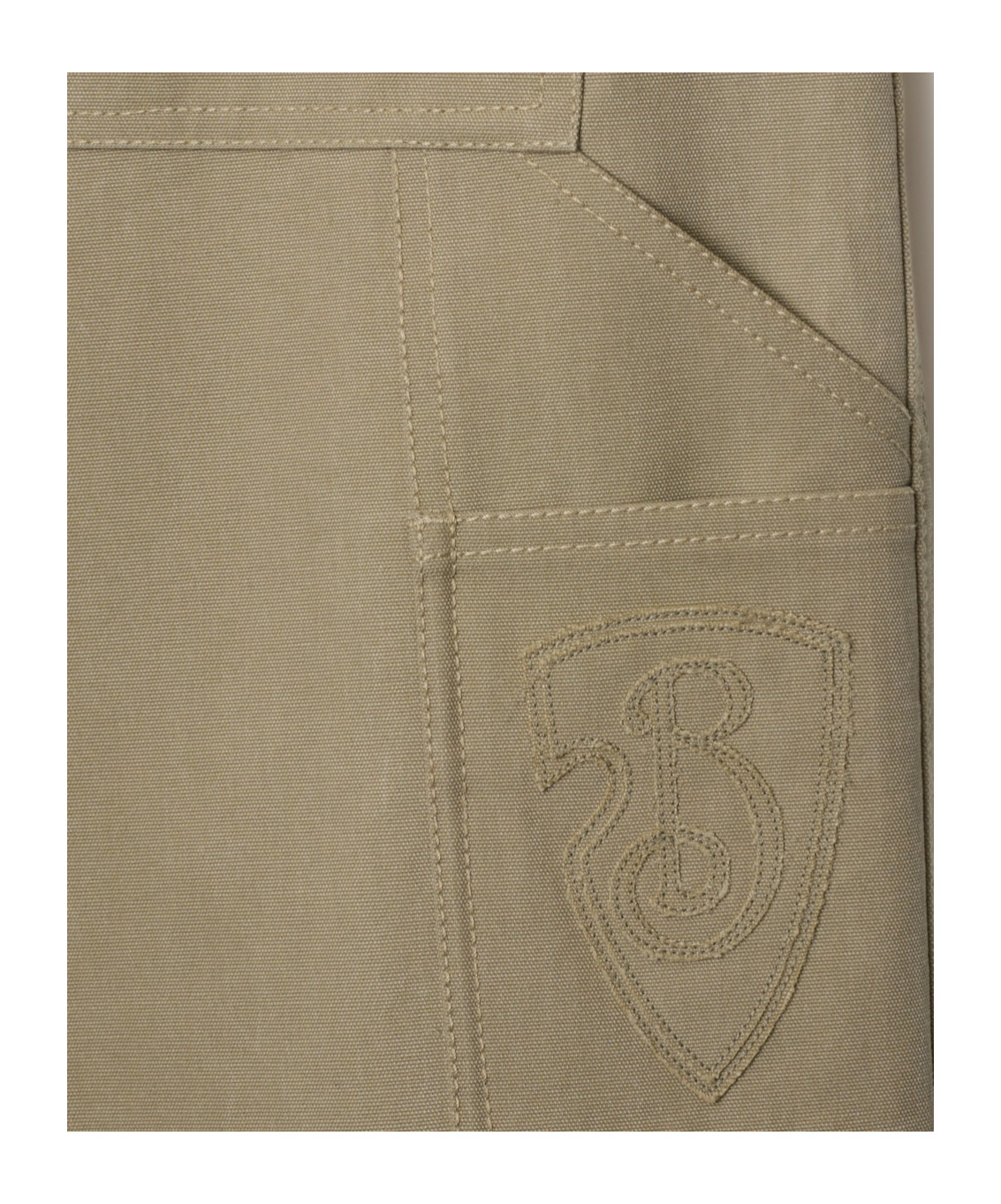 Burberry Beige Pants With Logo Embroidery On The Side And Turn-up Checked Hem In Cotton Man In Nude