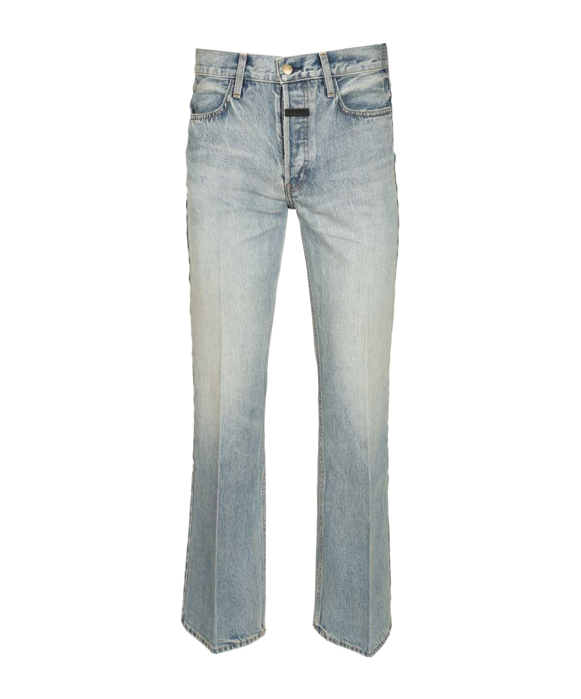 Fear Of God Logo Patch Flared Jeans In Gray