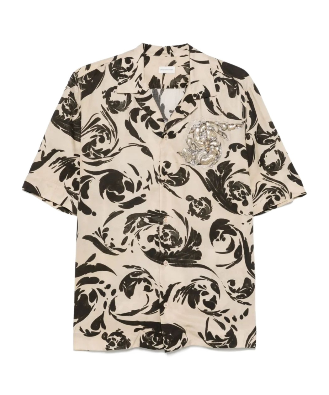 Dries Van Noten Carltone Printed Short-sleeved Shirt In Nude