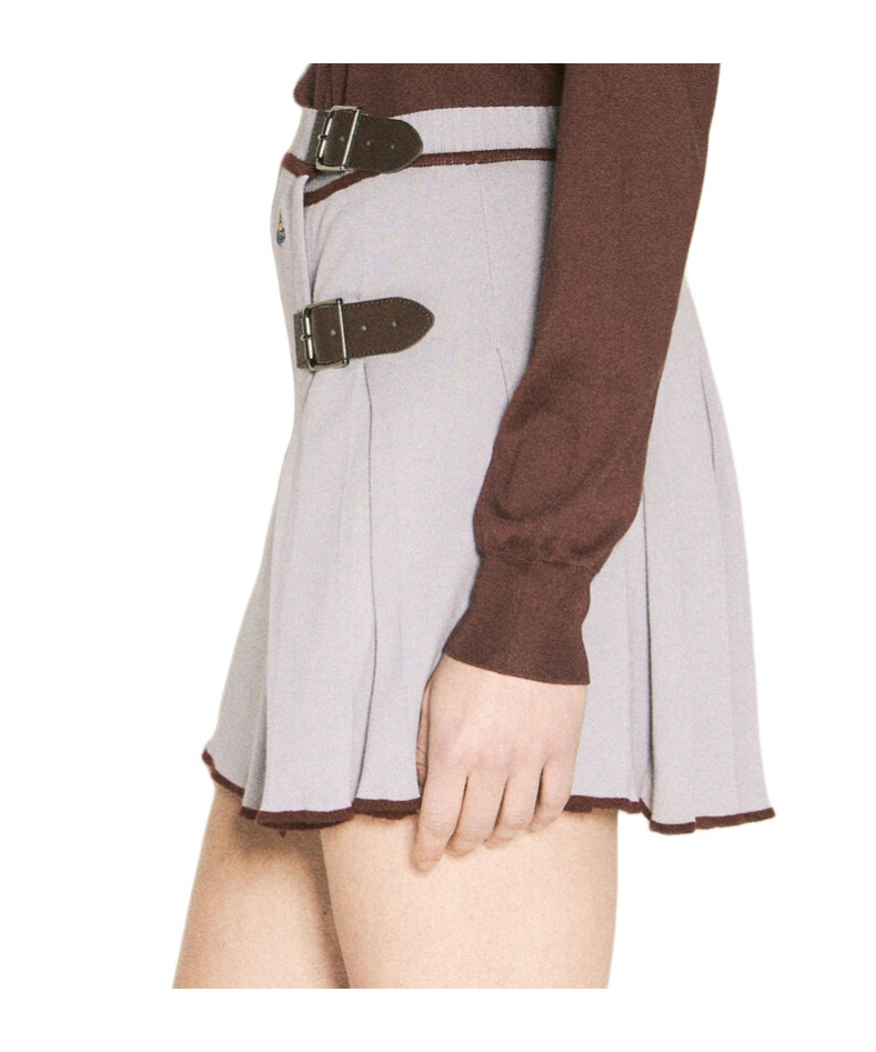 Vivienne Westwood Mens Pigeon Grey Valentina Logo-embroidery Cotton And Wool-blend Knit Kilt In Nude