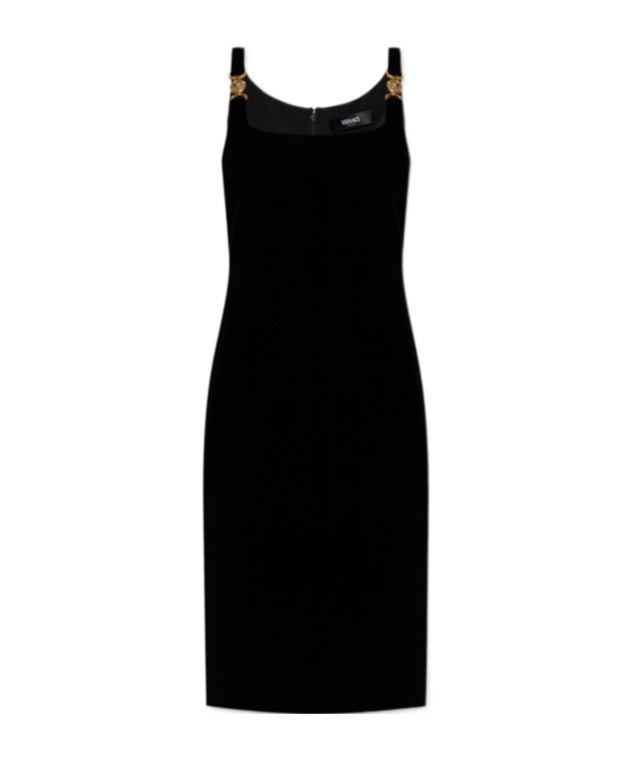 Versace Medusa-strap Corset-style Dress In Black