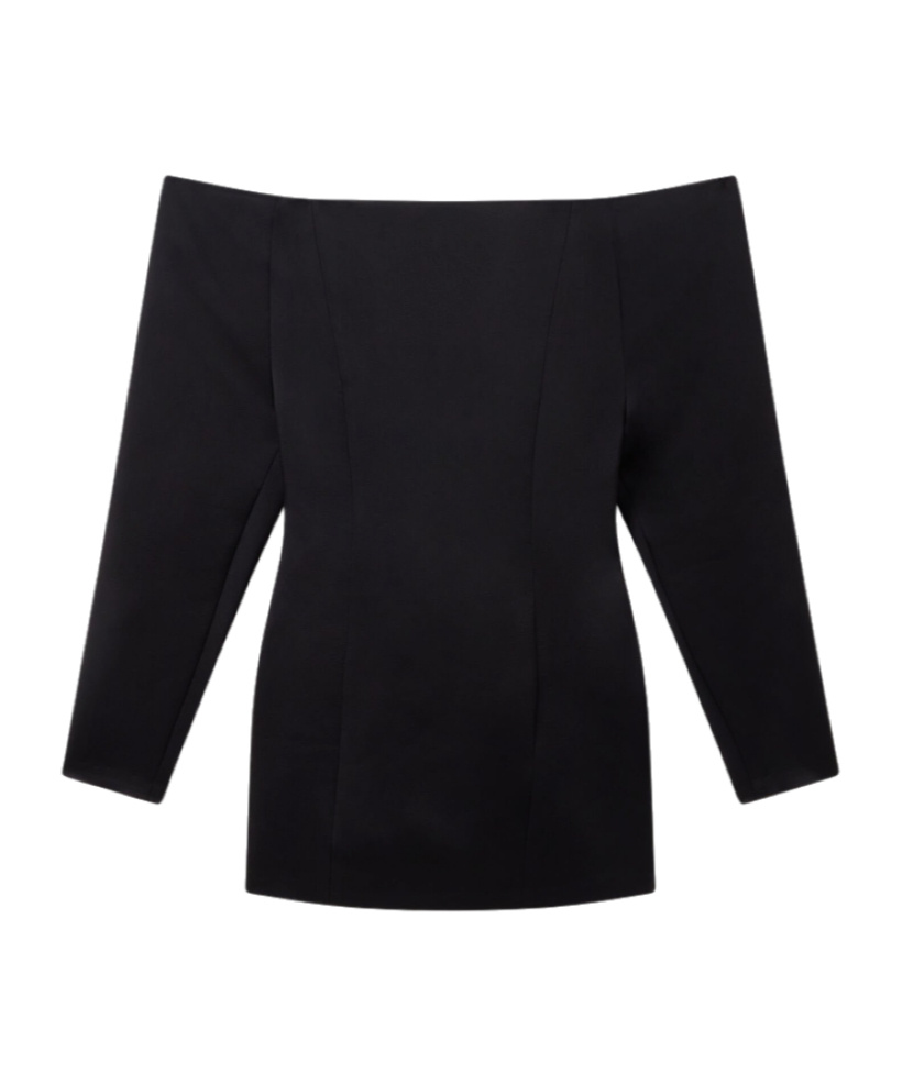 Stella Mccartney Off-the-shoulder Structured Corset Mini Dress In Black
