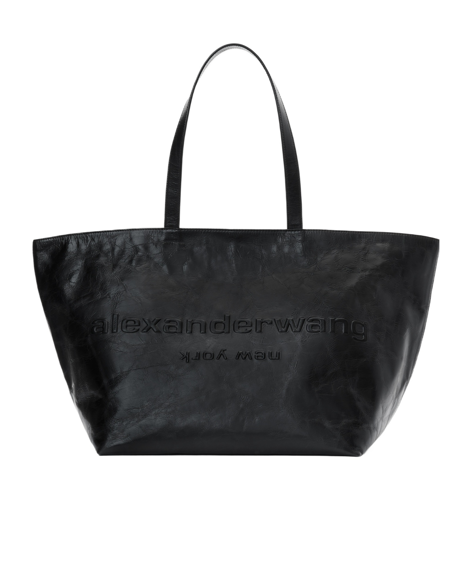 Alexander Wang Punch Logo-embossed Leather Tote Bag In Black
