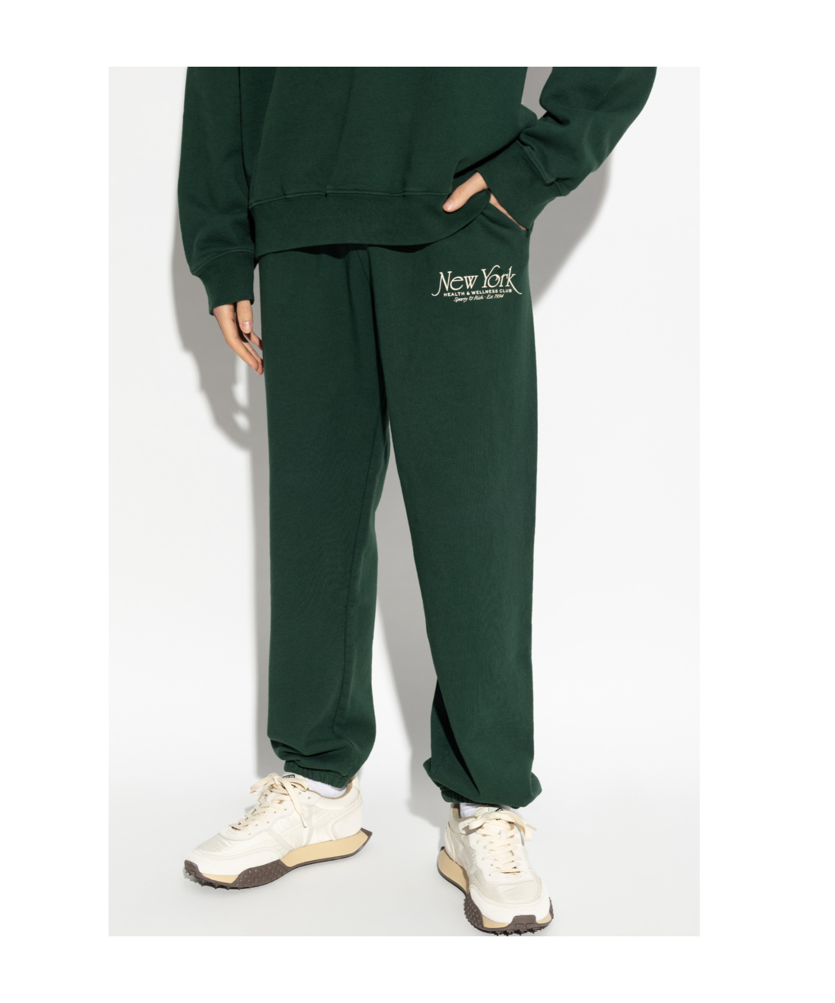 Sporty And Rich Elastic Waist Sweatpants In Green