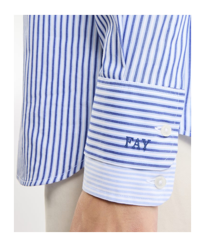 Fay Striped Cotton Shirt In Blue