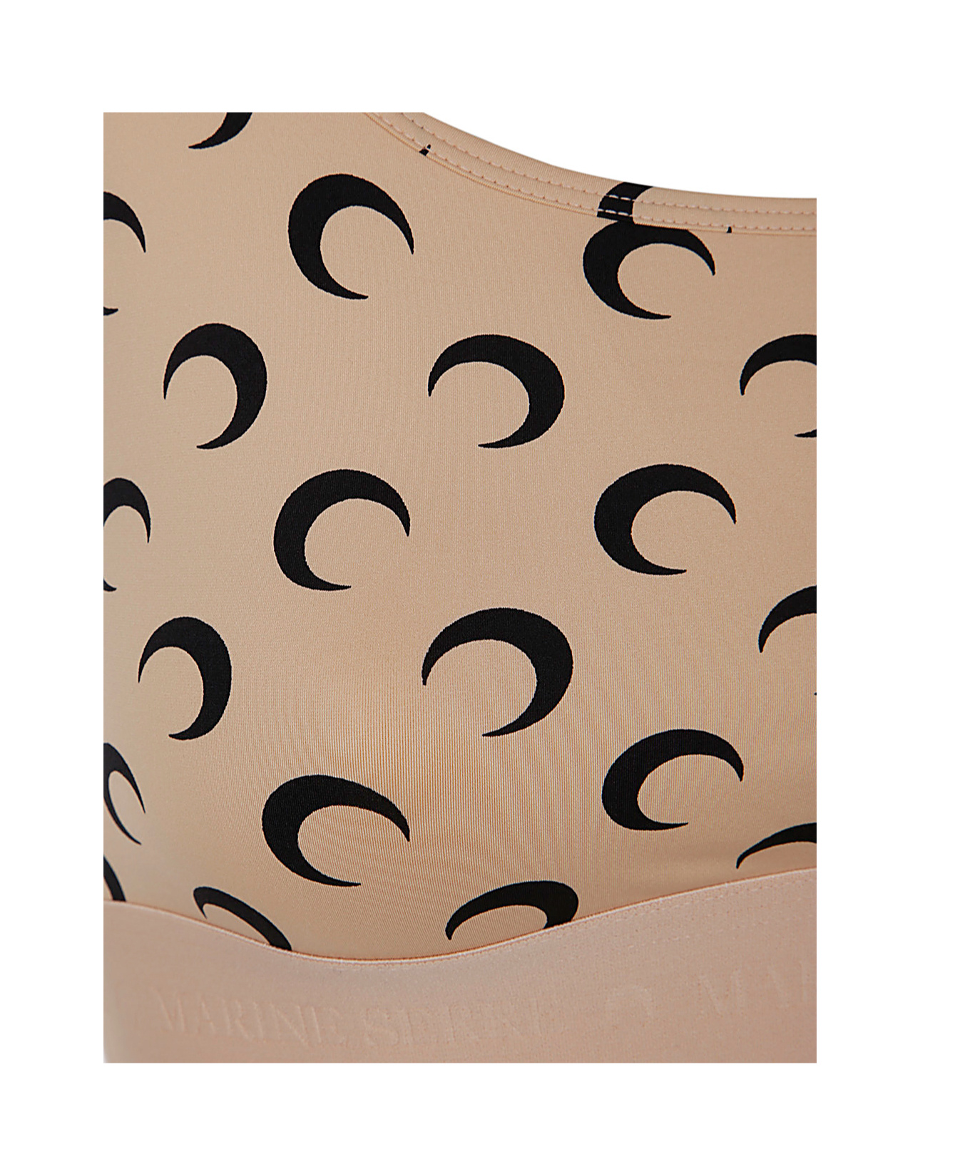 Marine Serre Beige Top With All-over Crescent Moon Print In Nude