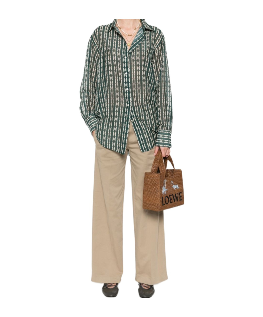 Forte Forte Geometric-print Shirt In Green