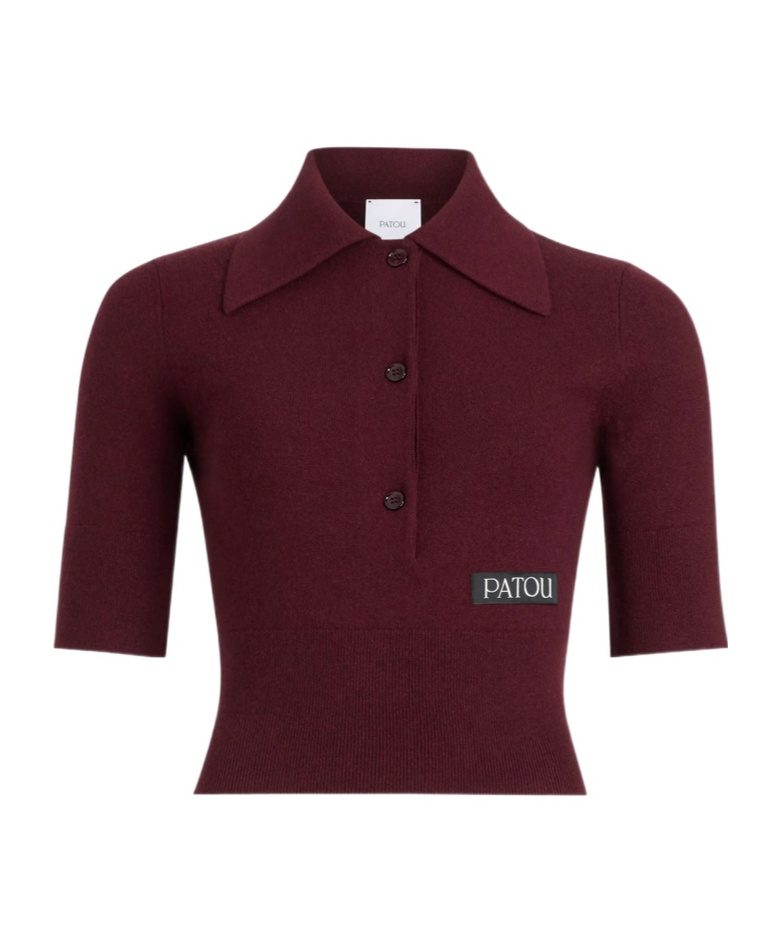 Patou Logo-patch Polo Top In Red