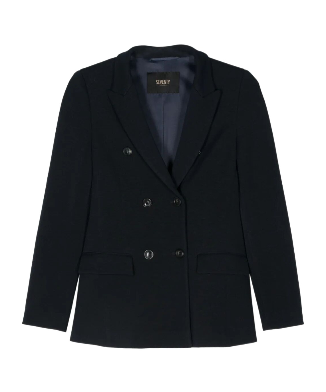 Seventy Double-breasted Knitted Blazer In Black