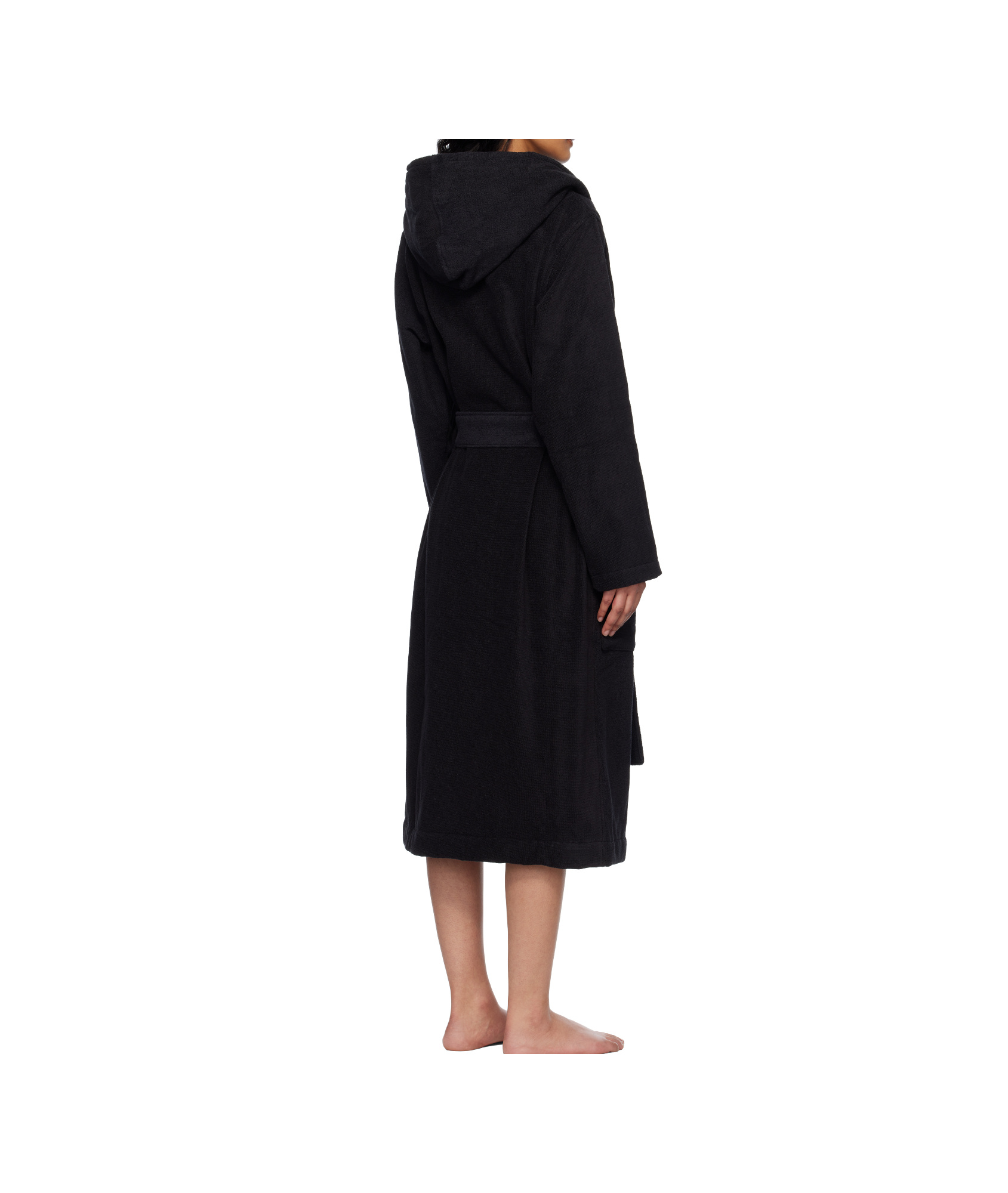 Tekla Hooded Bath Robe In Black