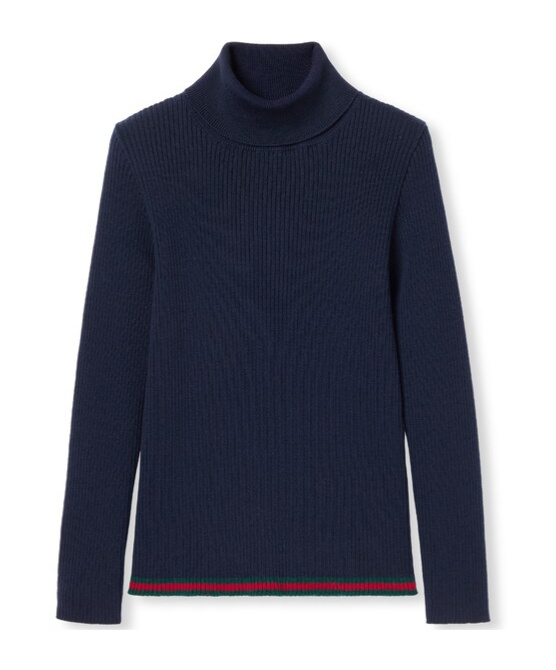 Gucci Ribbed Wool Sweater In Blue