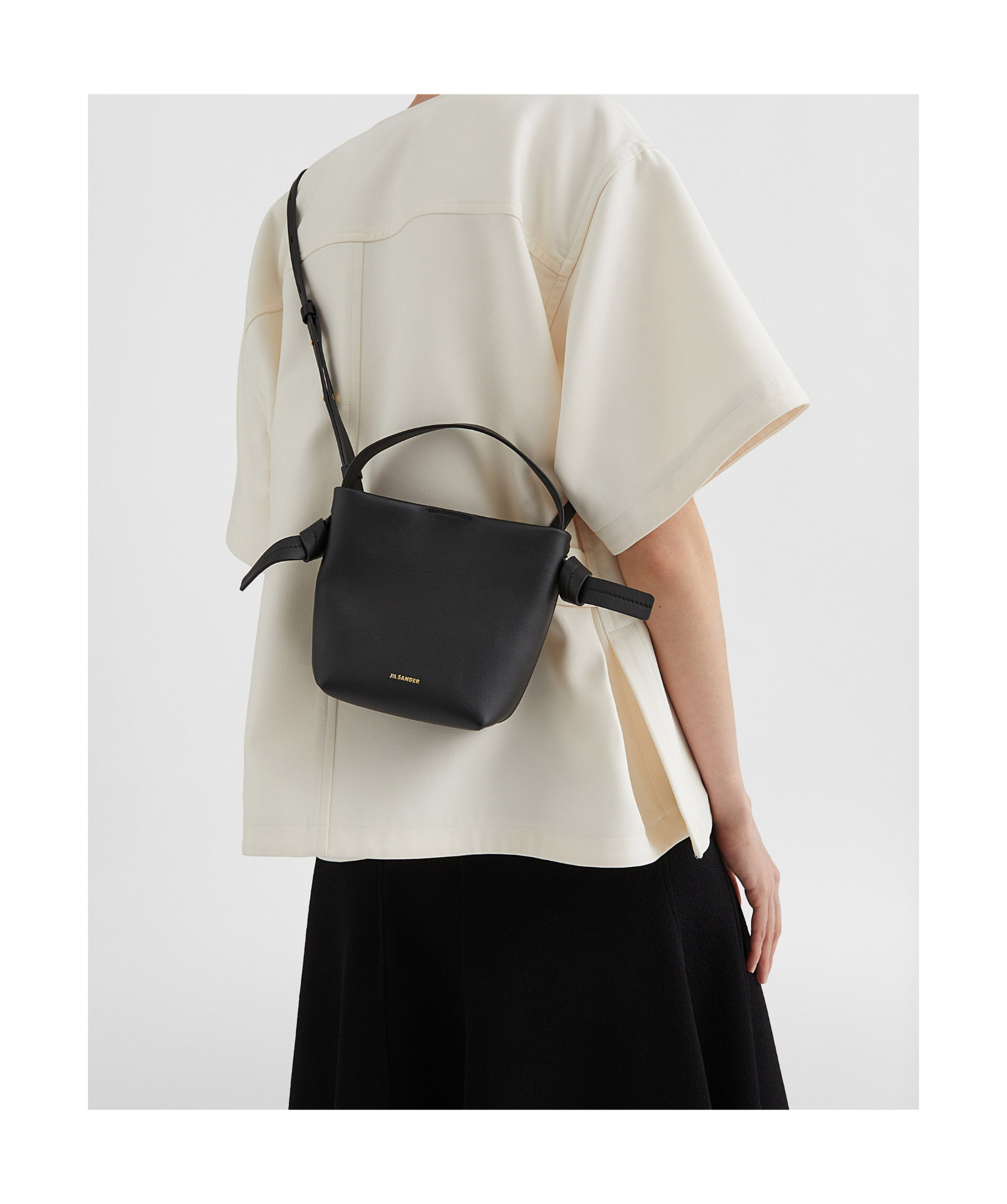 Jil Sander Knot Hobo Mini Shoulder Bag In Black