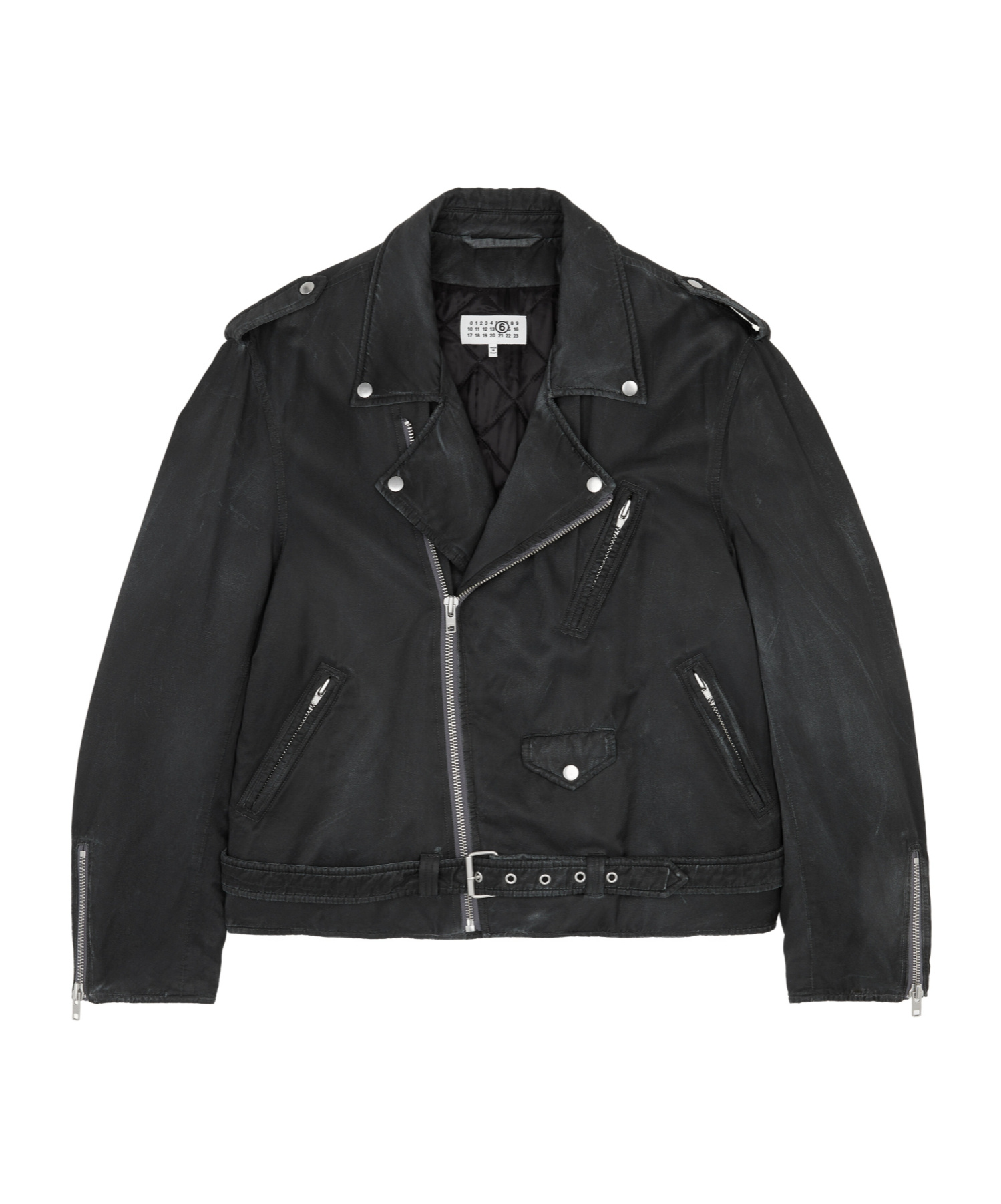 Mm6 Maison Margiela Men's Washed-effect Biker Jacket In Black