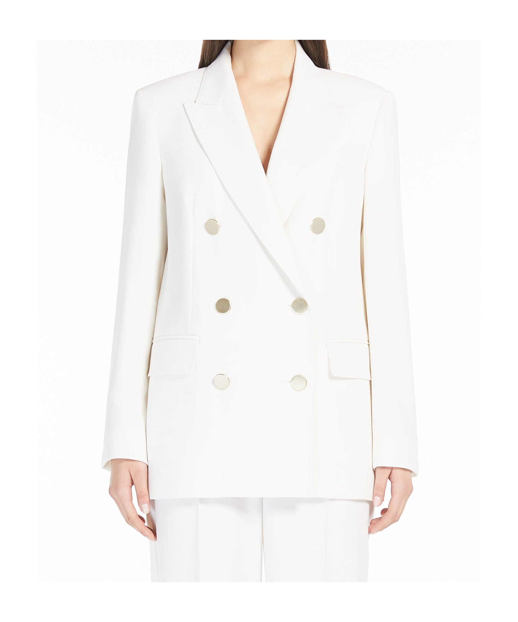 Max Mara Verace Double Breast Linen Blazer In White