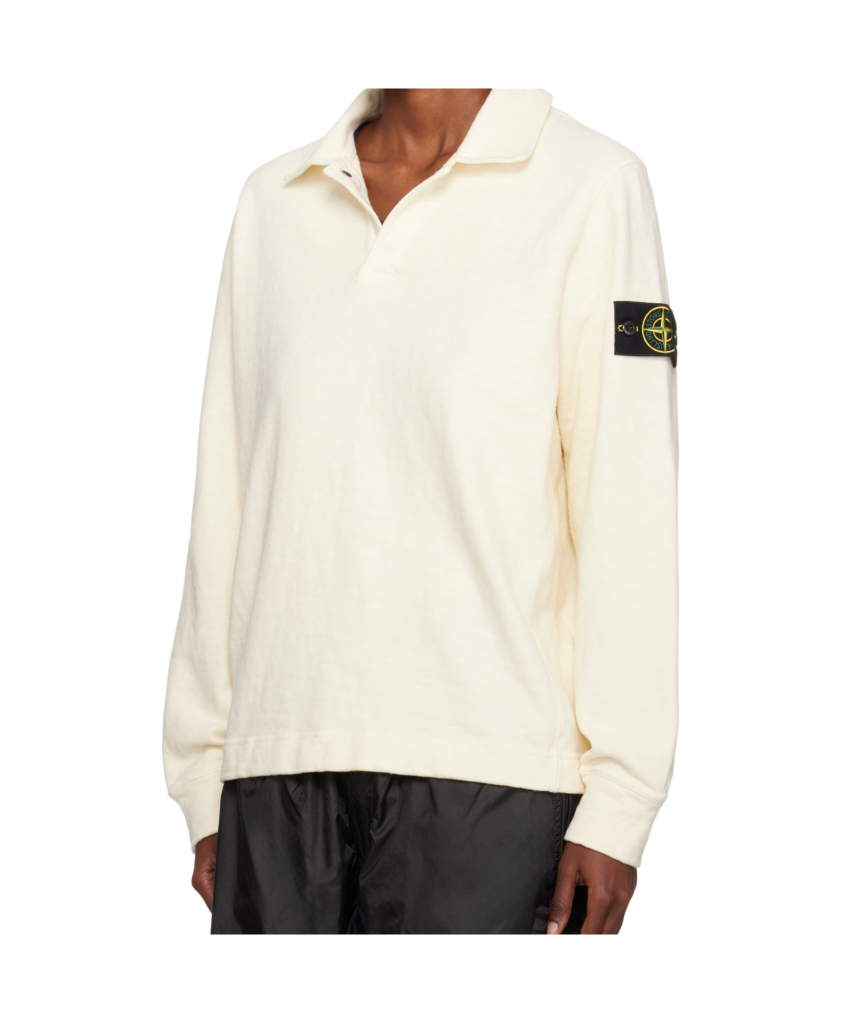 Stone Island Long-sleeved Polo Shirt In White