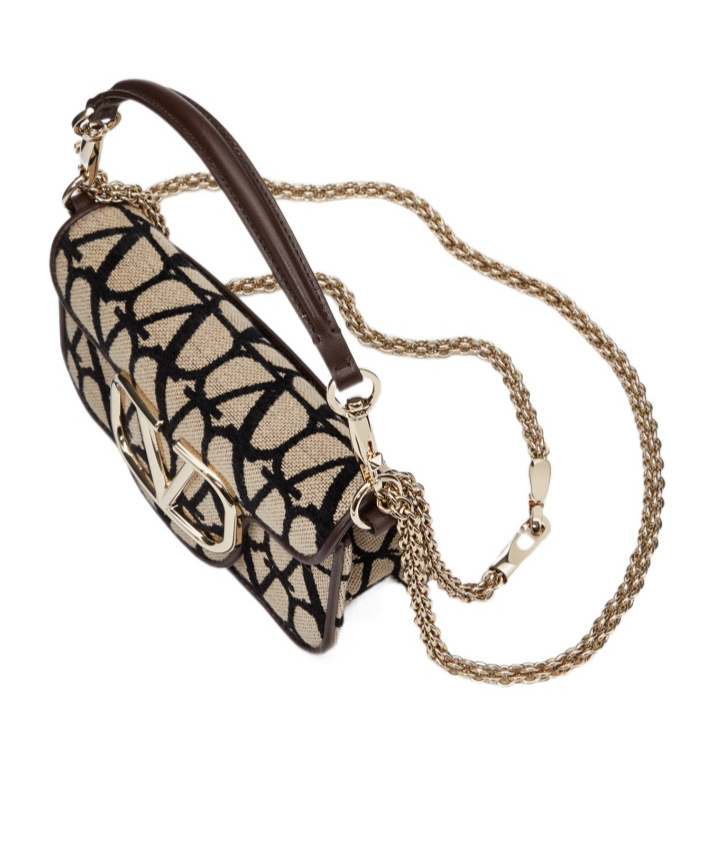 Valentino Small Lòco Toile Iconographe Shoulder Bag In Black