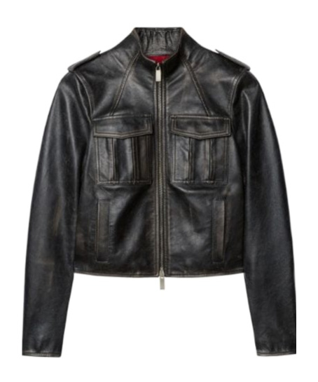 Off-white Leather Outerwear In Black