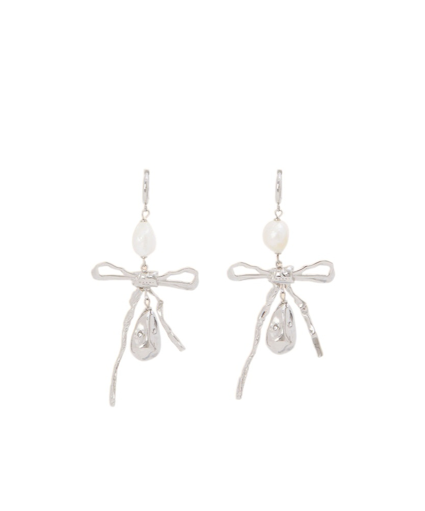 Marni Silver Bow Drop Earrings In Silver