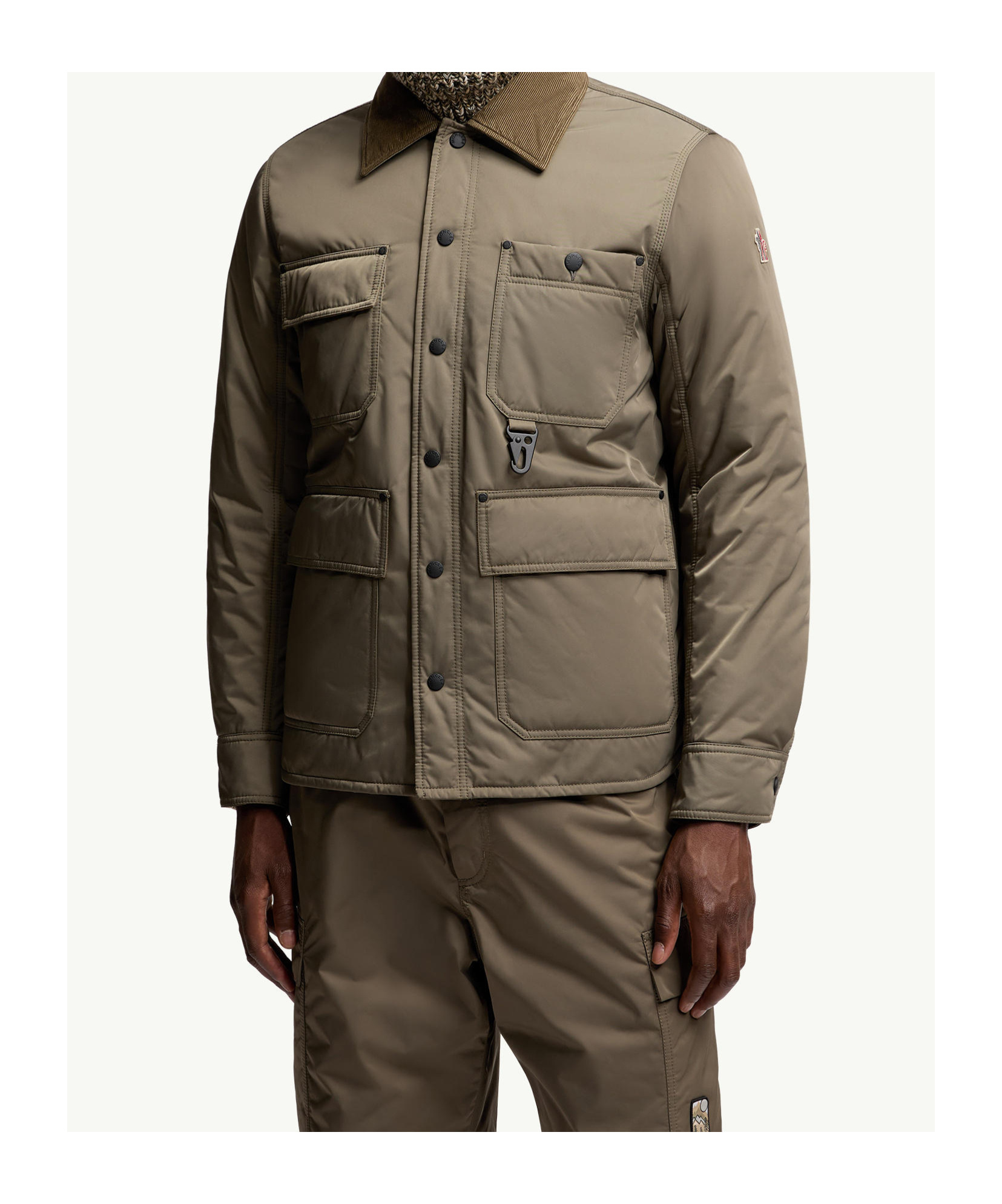 Moncler Apres Ski Corduroy-trimmed Down Jacket In Brown