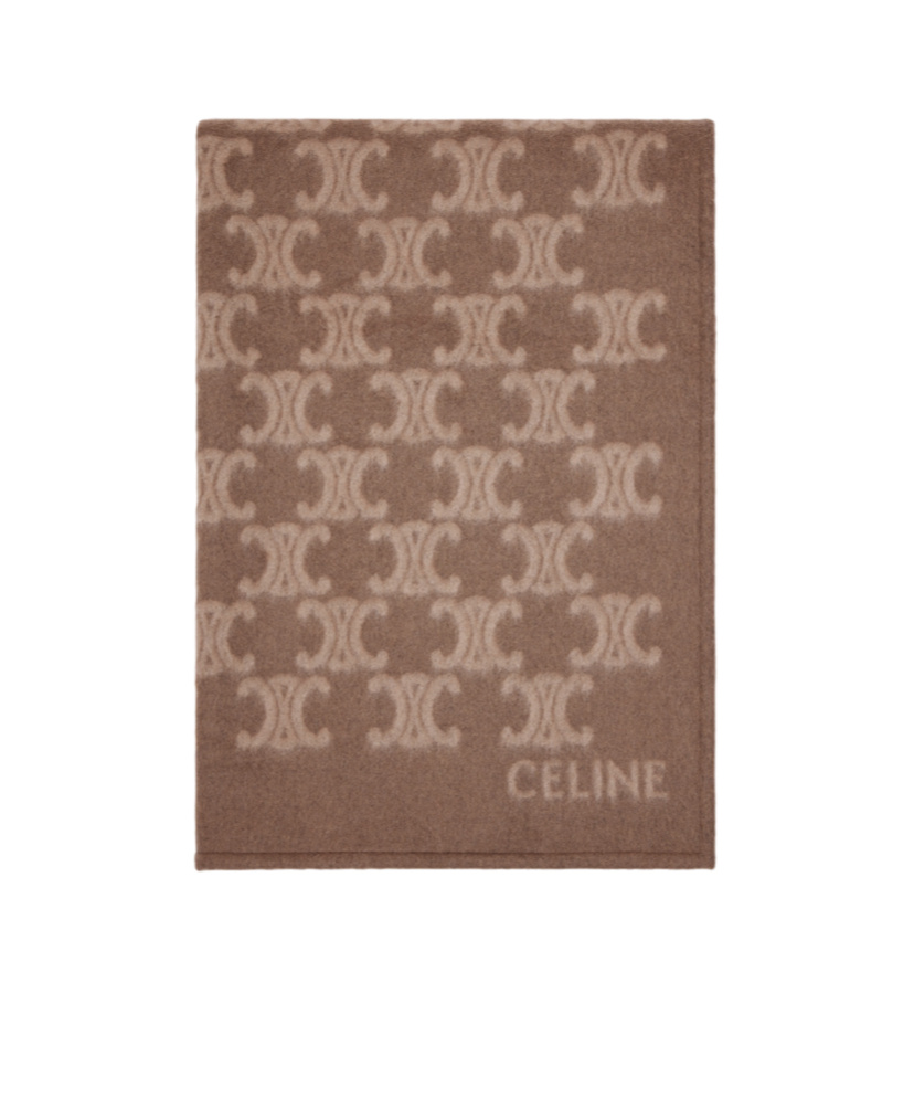 Celine Logo Cashmere Blanket In Brown
