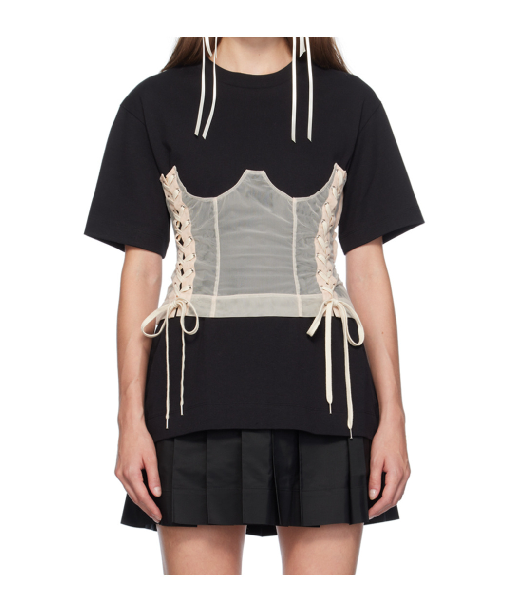 Simone Rocha Corset Panel T-shirt In Black