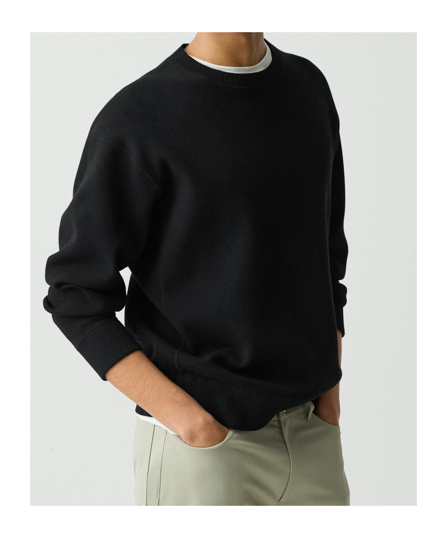 Theory Relaxed Crewneck Sweatshirt In Light Bilen In Black