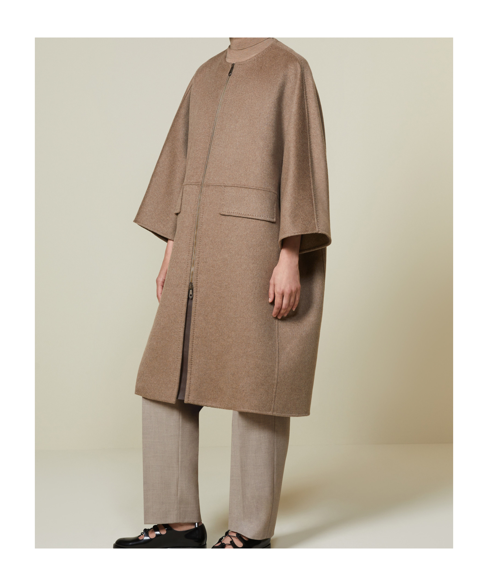 Max Mara Double Cashmere T-coat In Brown