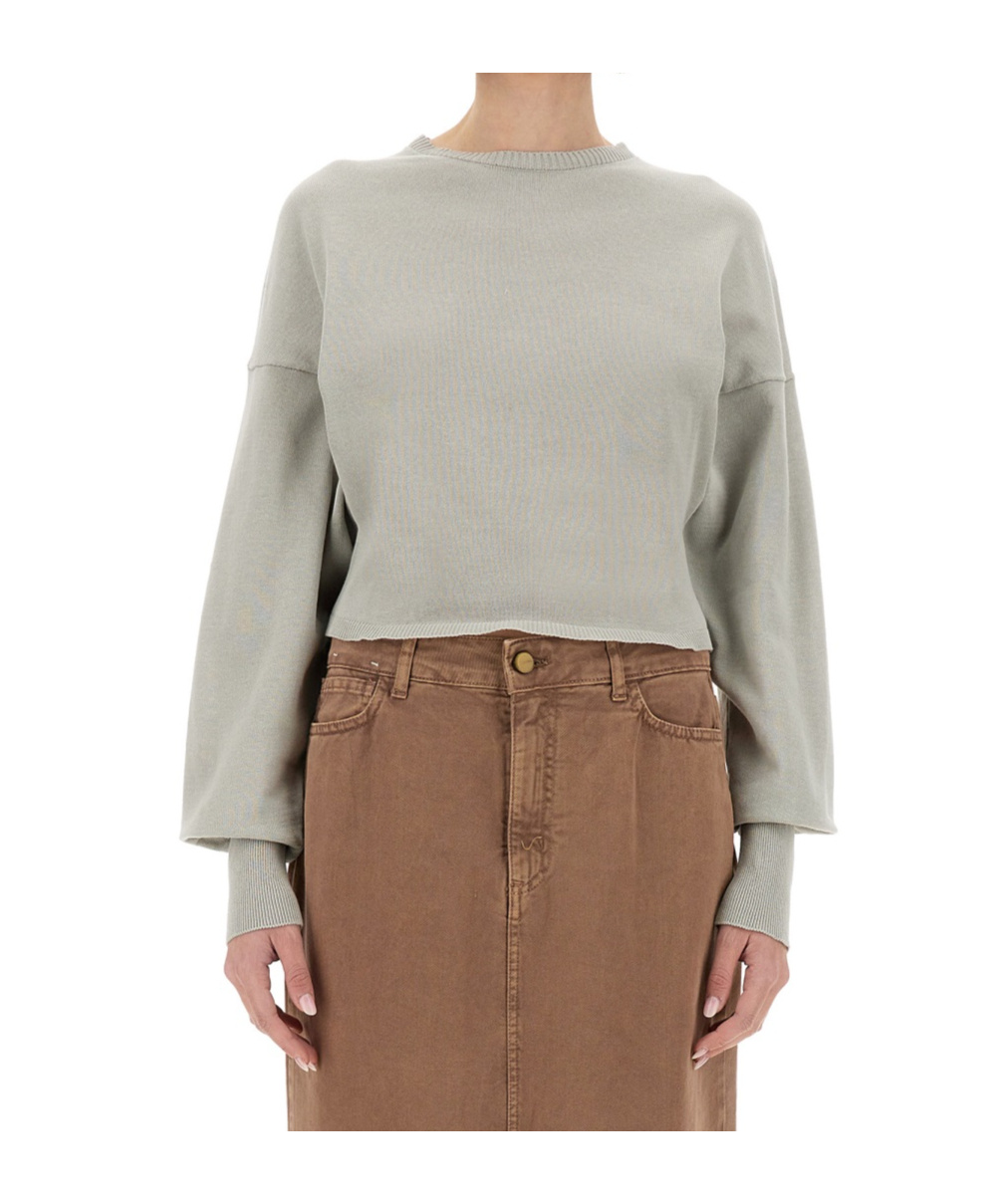 ALYSI ALYSI LONG SLEEVED CREWNECK CROPPED SWEATER
