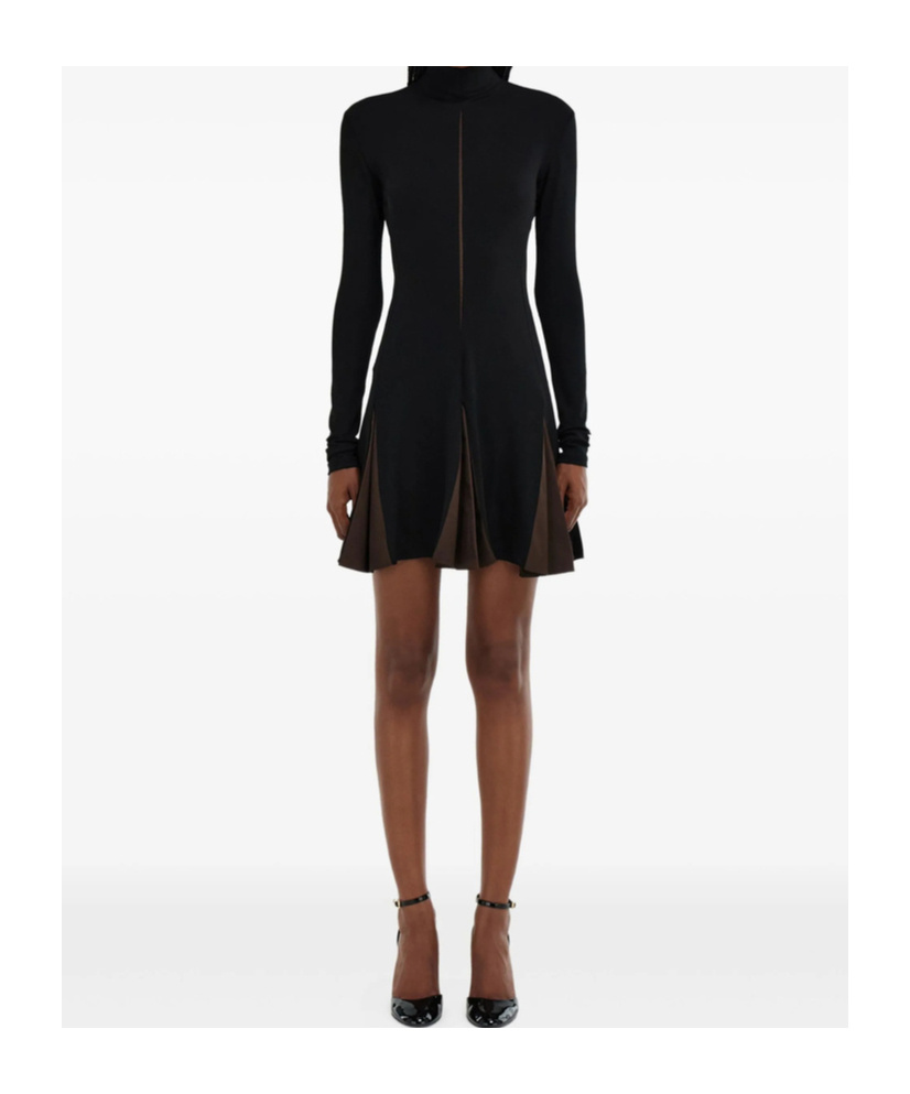 Ferragamo High-neck Mini Dress In Black