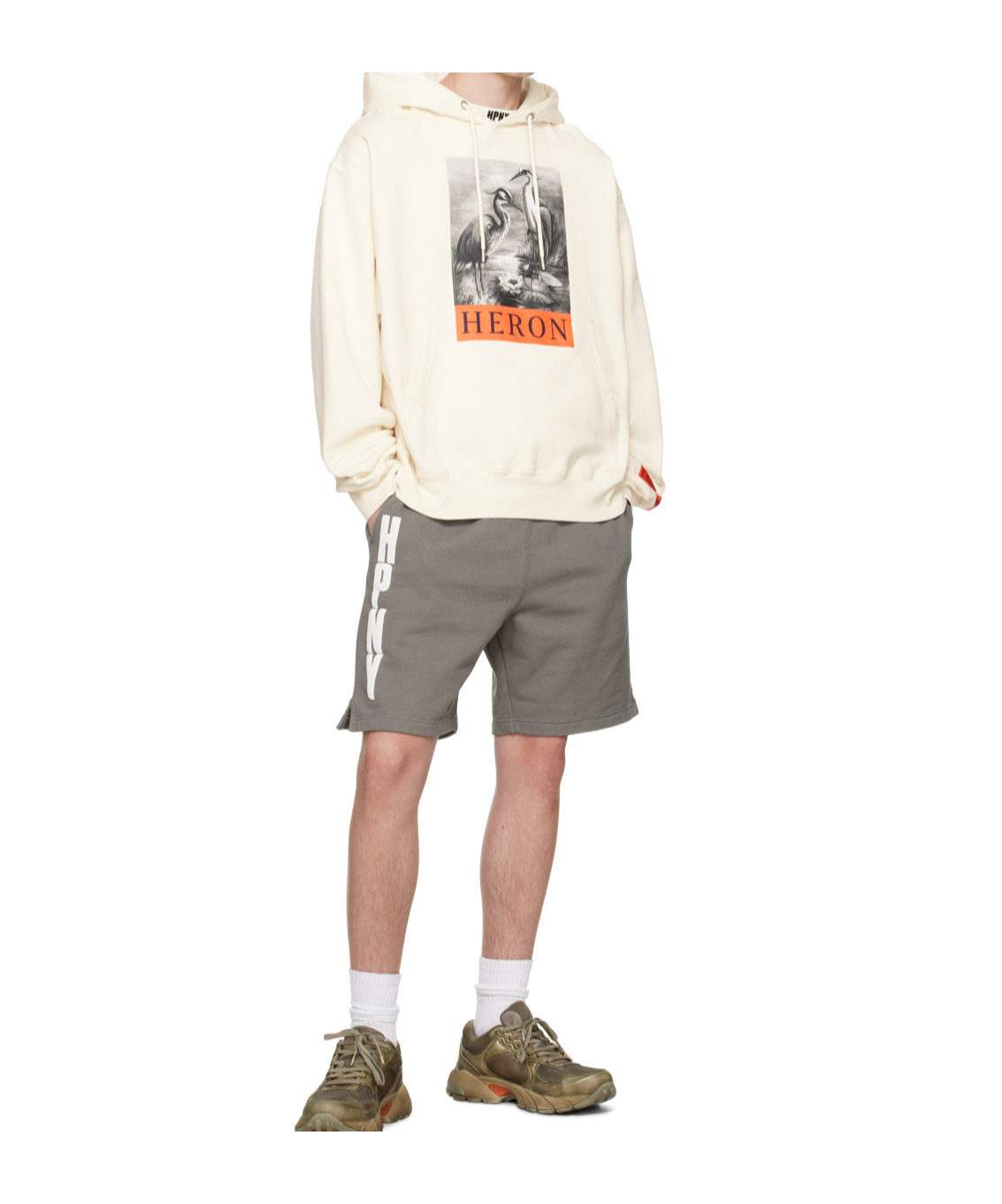 Heron Preston Logo Printed Shorts In Gray