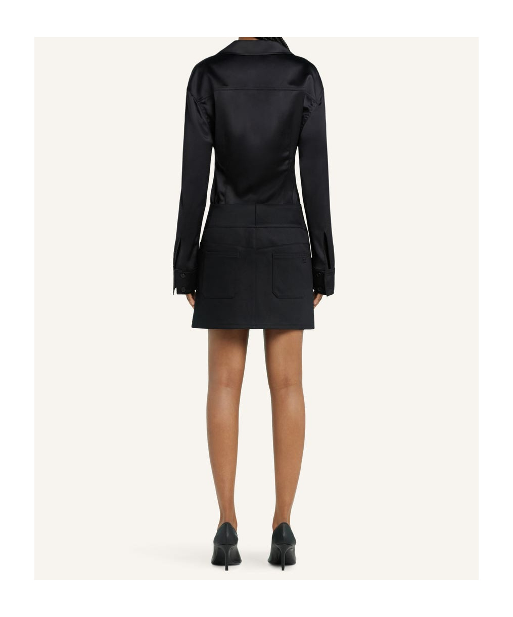 Courrèges Satin Shirt In Black