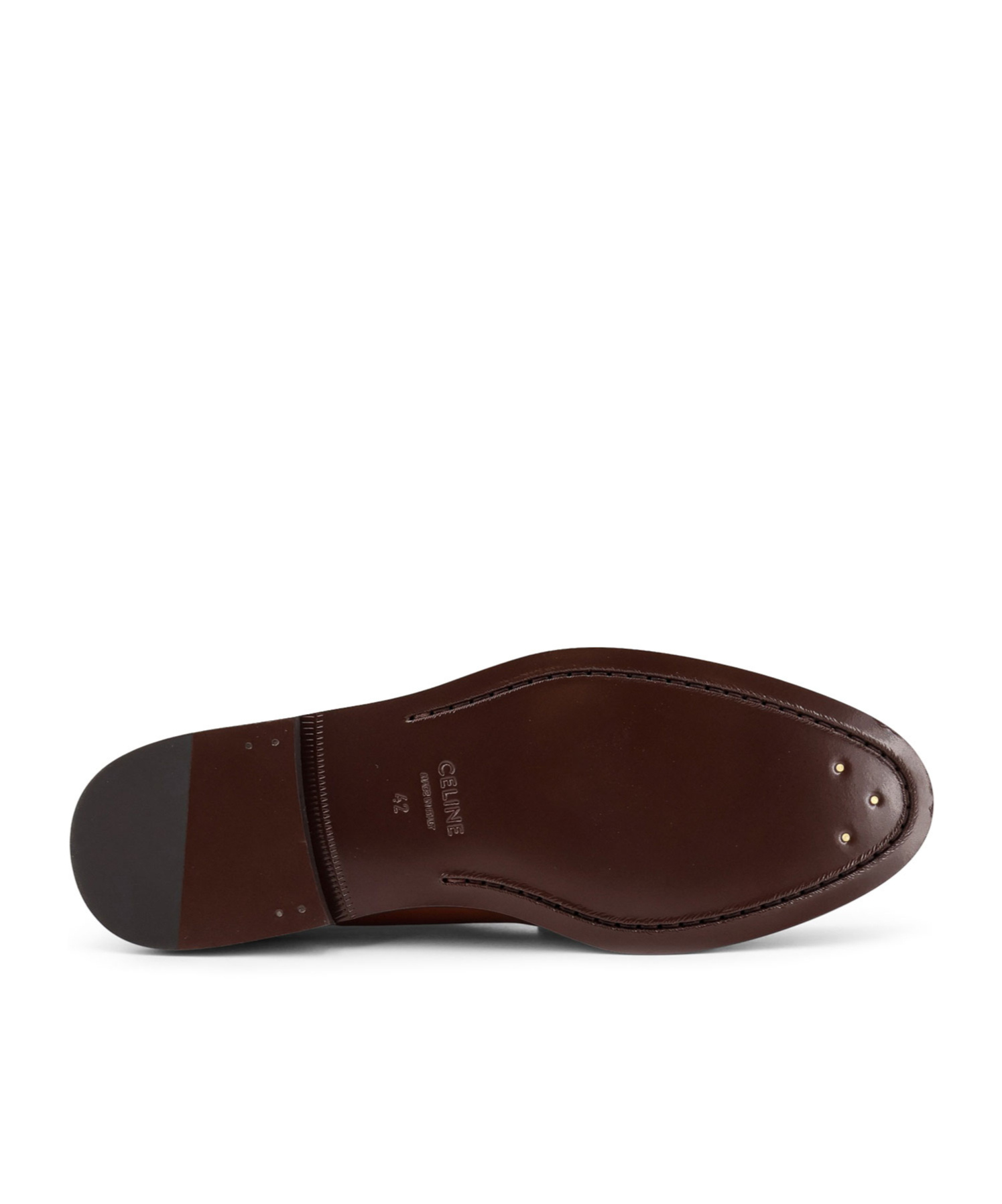 Celine Men Vivienne Leather Loafer With Perforated Triomphe Logo In Brown