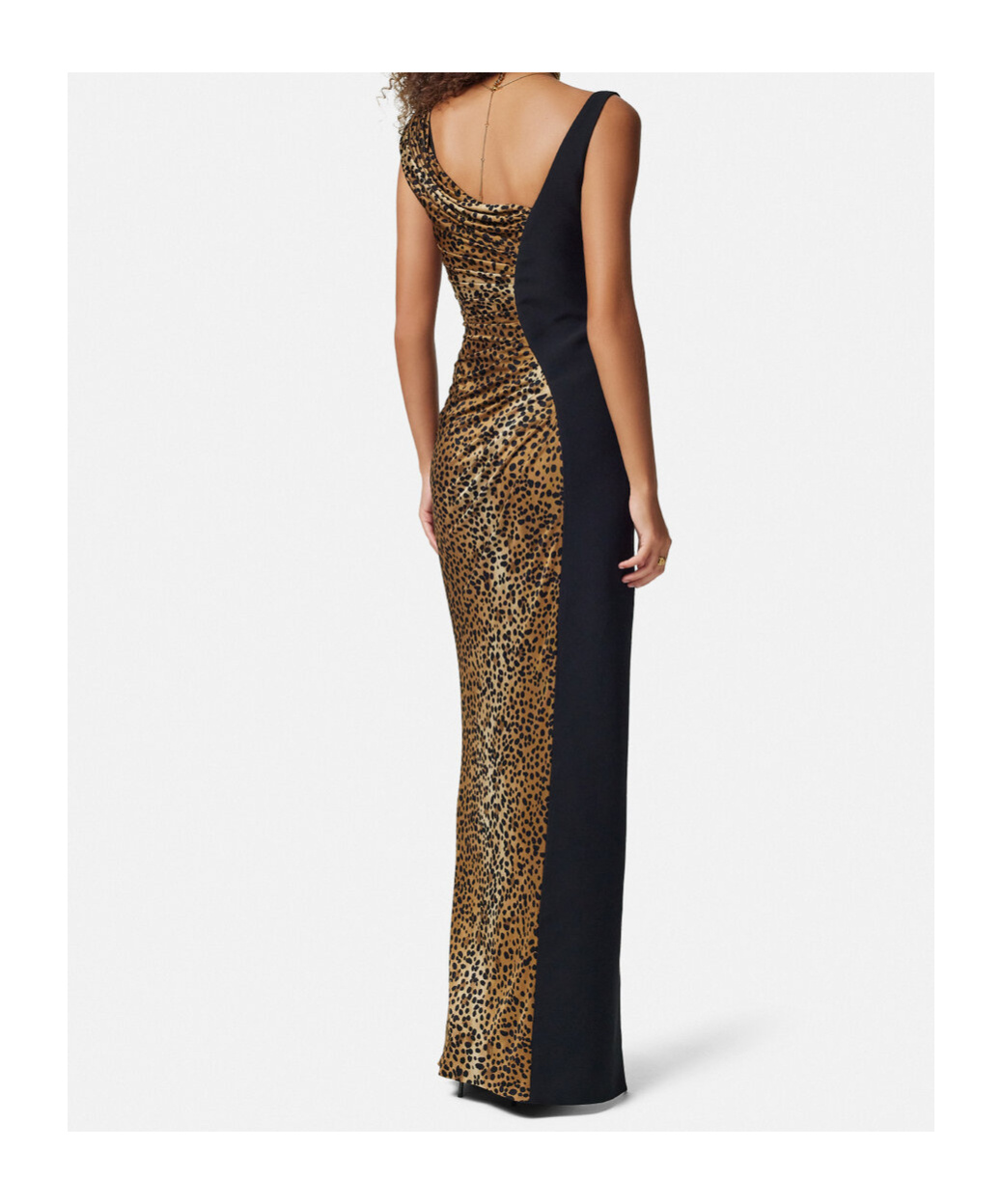 Versace Leopard-print Maxi Dress In Black