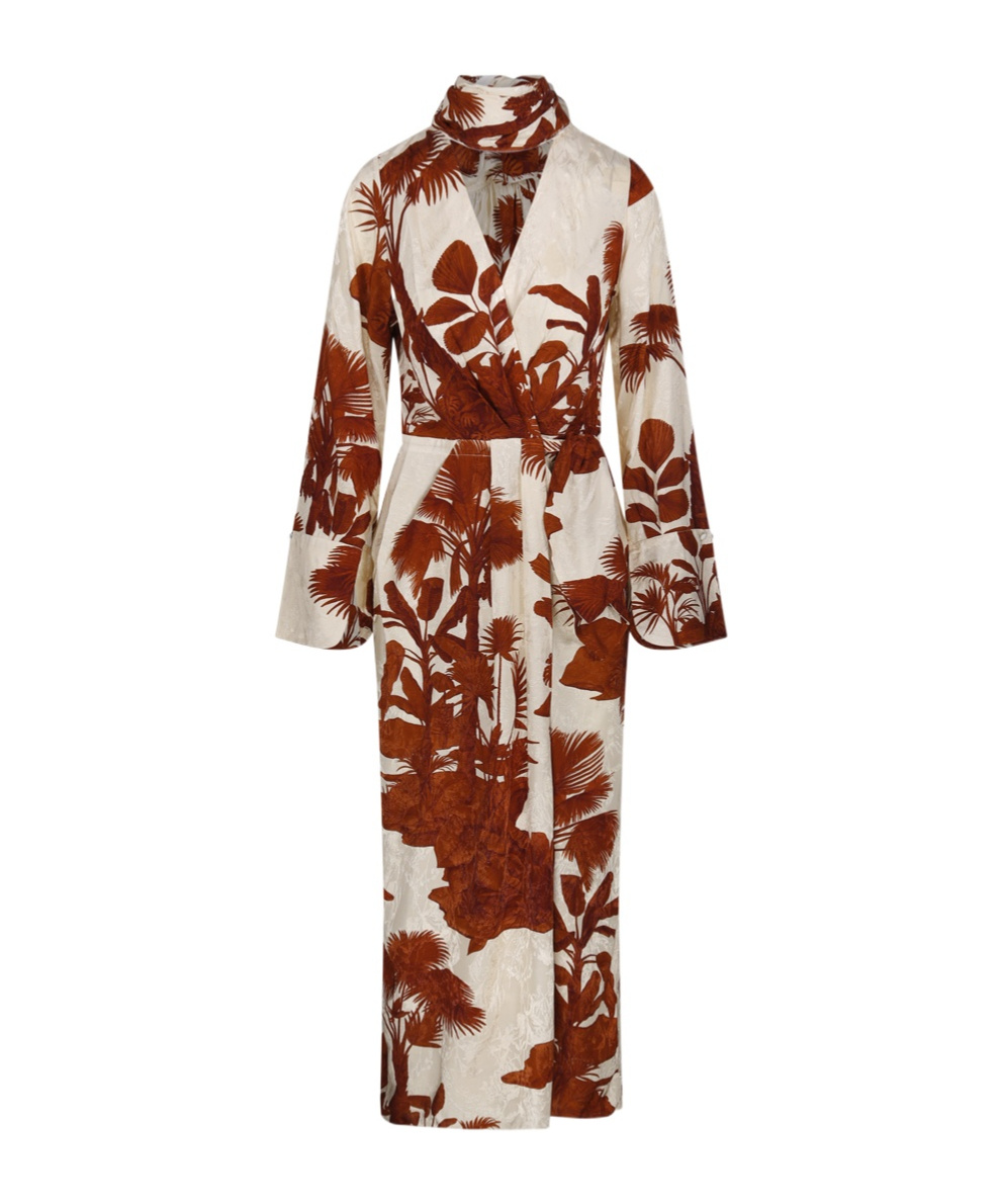Shop Johanna Ortiz Tropical Print Wrap Dress In Nude