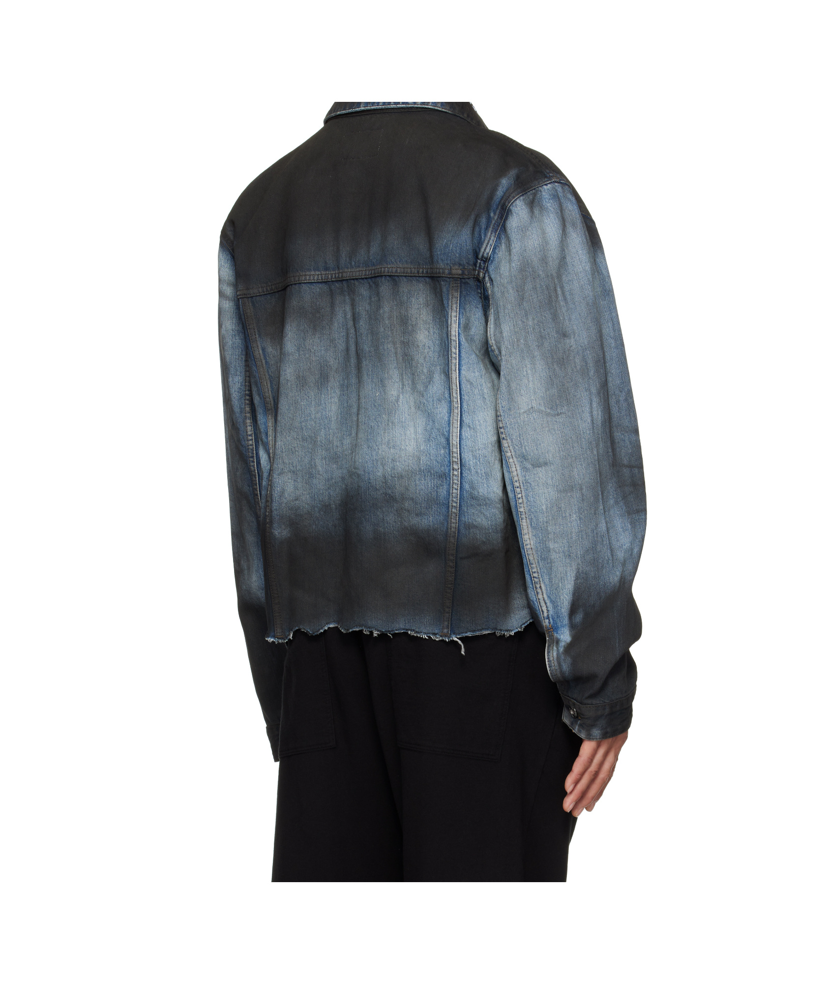 We11 Done Sprayed Sporty Selldone Denim Jacket In Blue